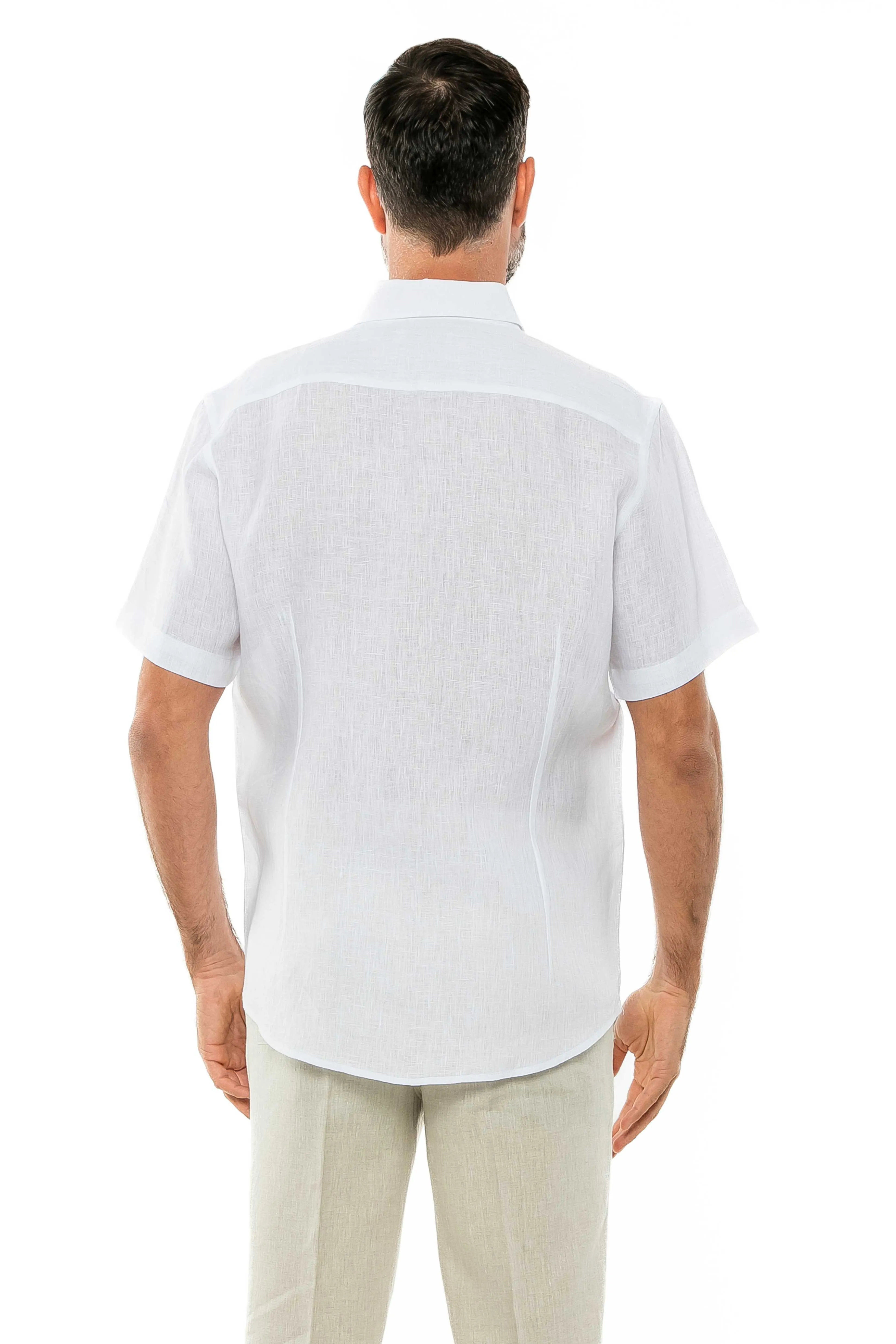 100% Linen Yarn Dyed Short Sleeve Shirt