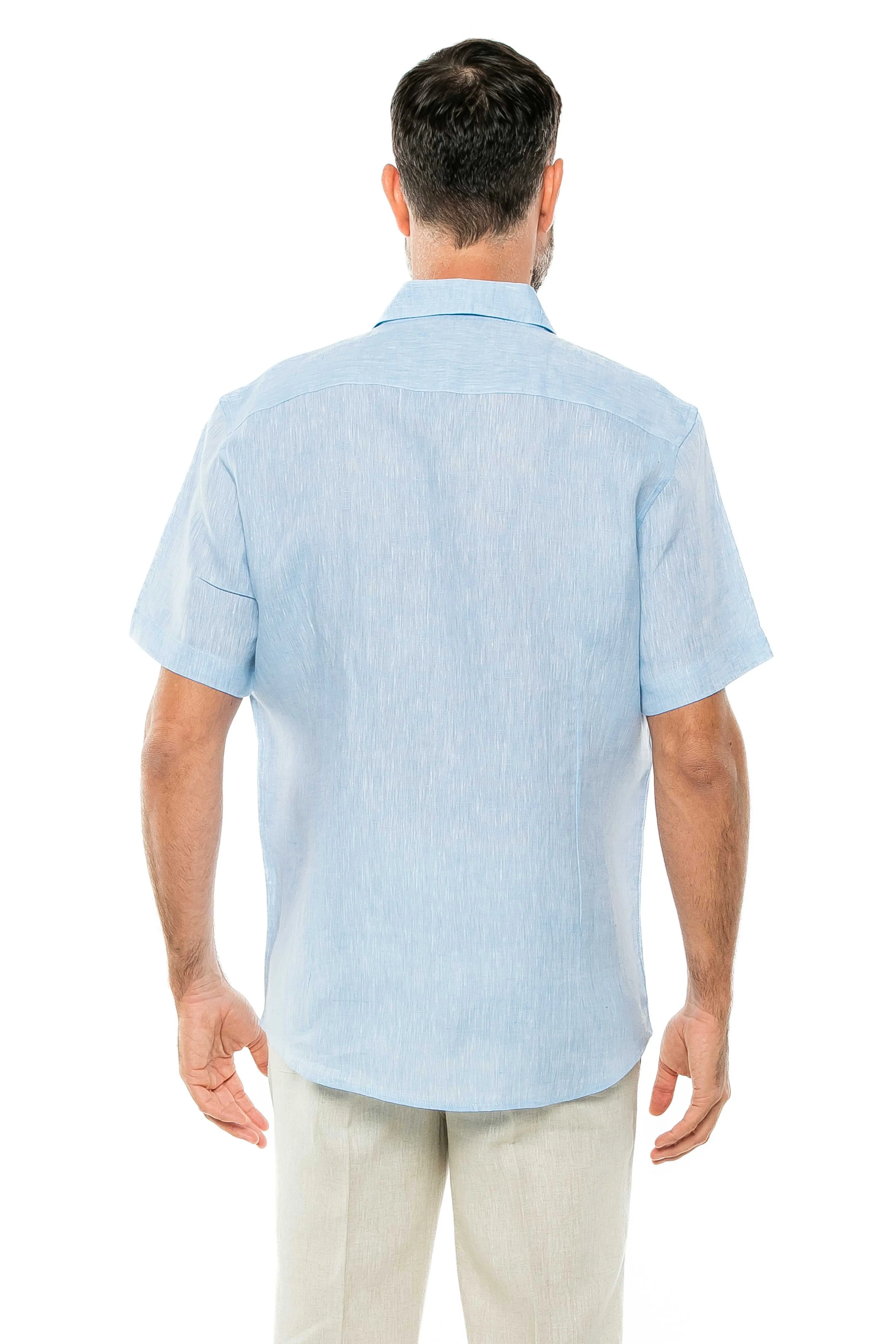 100% Linen Yarn Dyed Short Sleeve Shirt