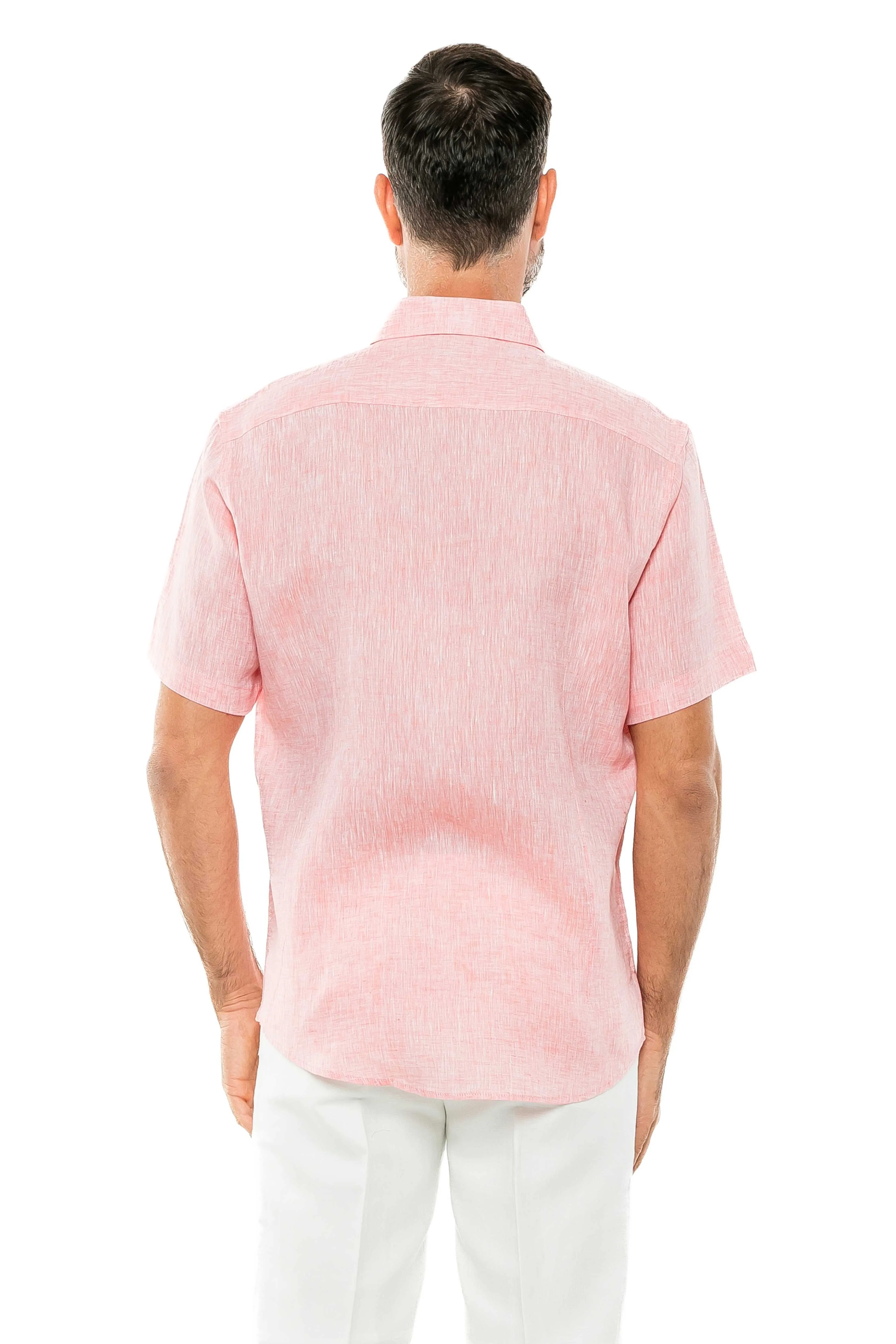 100% Linen Yarn Dyed Short Sleeve Shirt