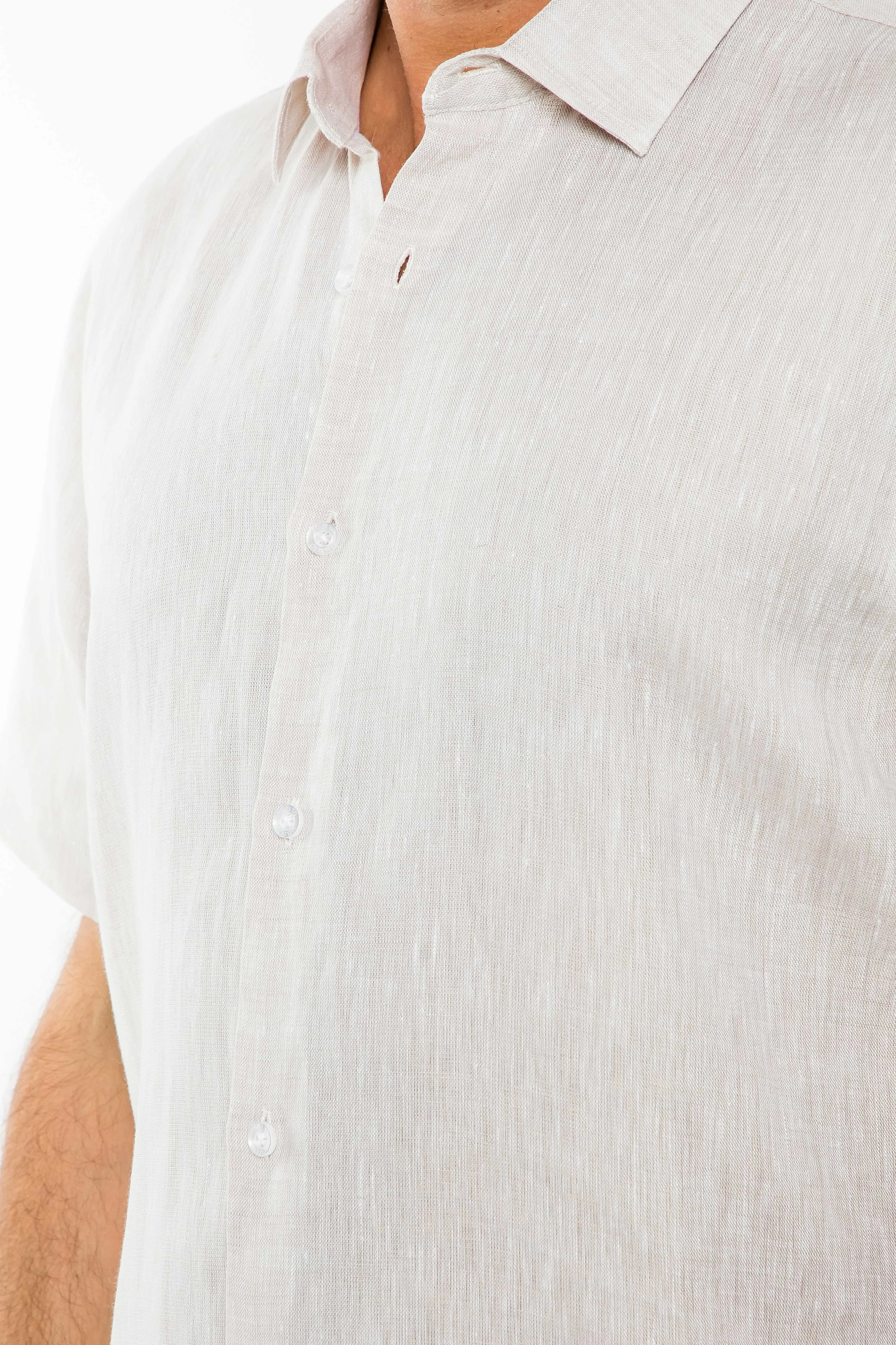 100% Linen Yarn Dyed Short Sleeve Shirt