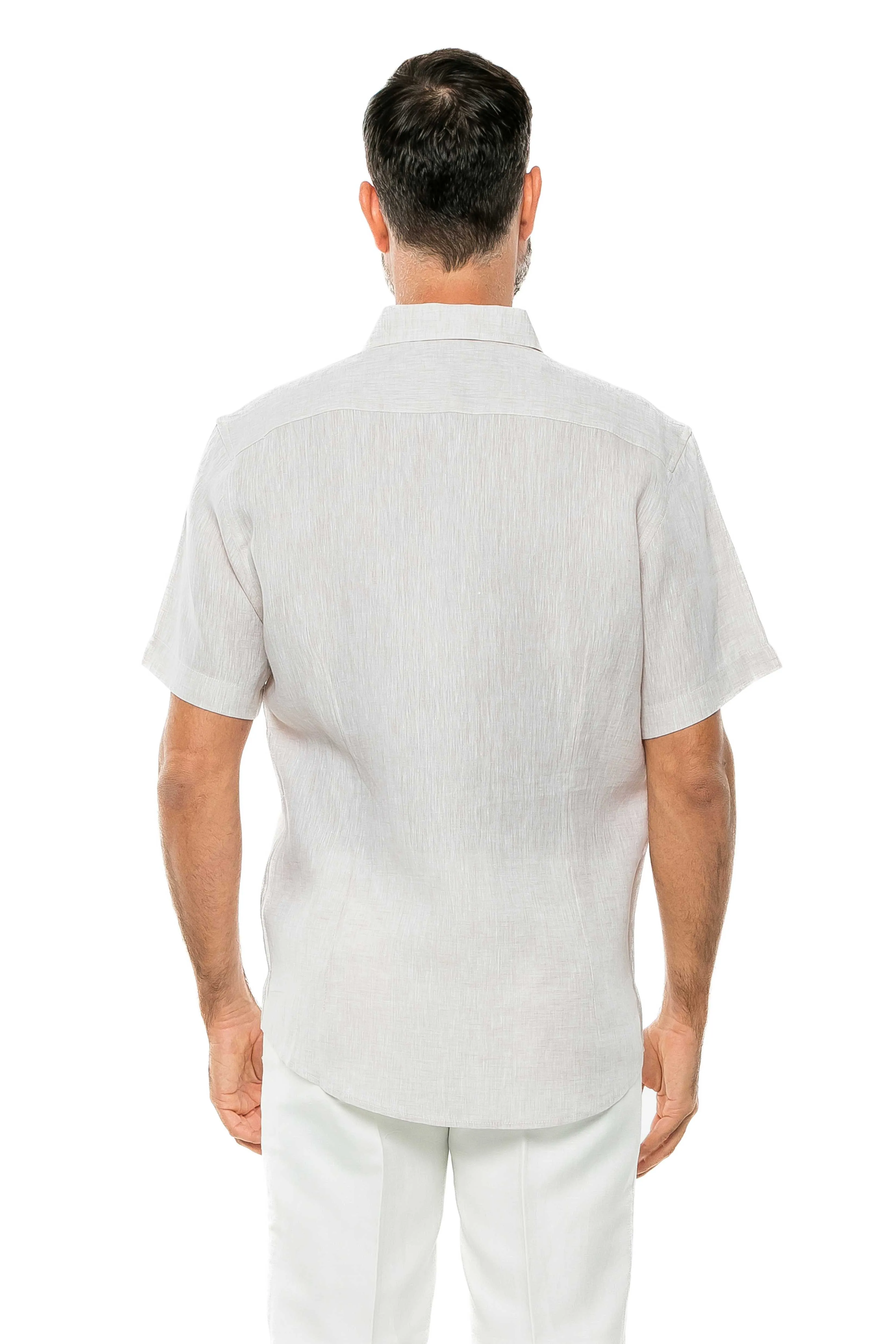 100% Linen Yarn Dyed Short Sleeve Shirt