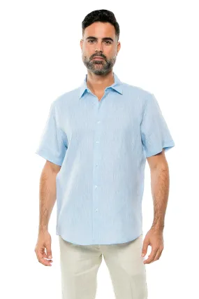 100% Linen Yarn Dyed Short Sleeve Shirt