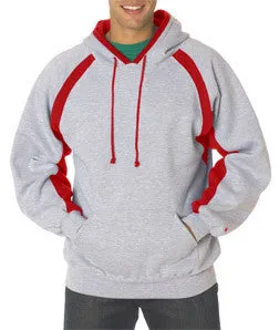 1262 Badger Adult Hook Hooded Blended Fleece Oxford/ Red (60/40)