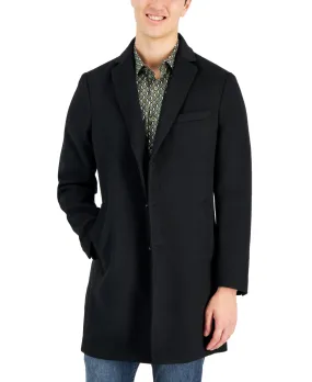 Alfani Mens Overcoat Coat Large Black Solid