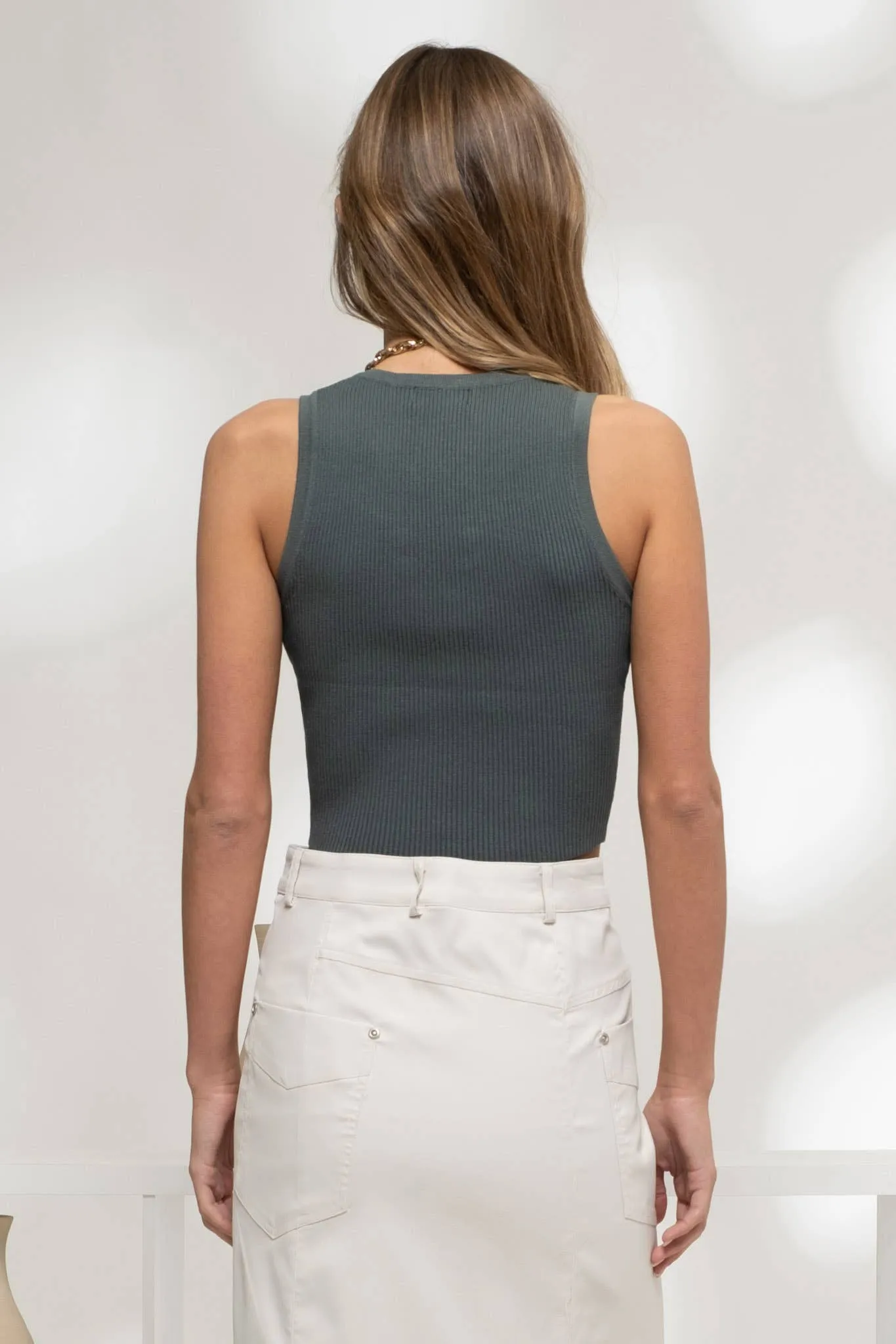 Andi Snap Button Cropped Tank