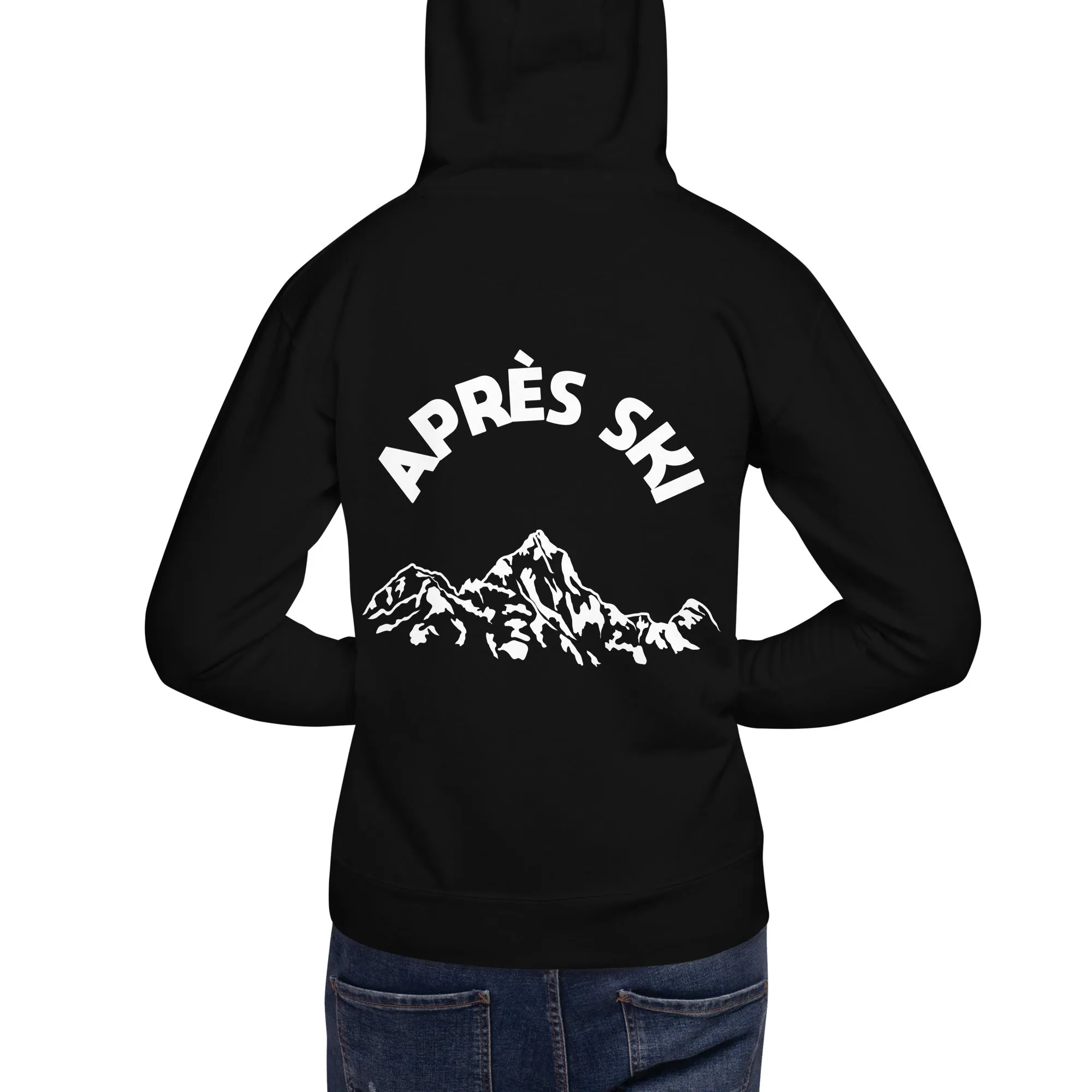 Apres Ski Hoodie Print on Back, Mountain Vintage Skiing Pullover Men Women Aesthetic Graphic Hooded Sweatshirt Gift
