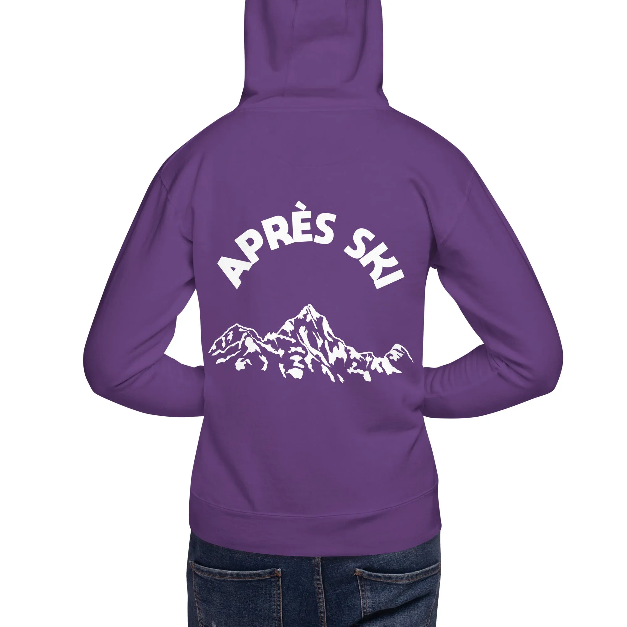 Apres Ski Hoodie Print on Back, Mountain Vintage Skiing Pullover Men Women Aesthetic Graphic Hooded Sweatshirt Gift