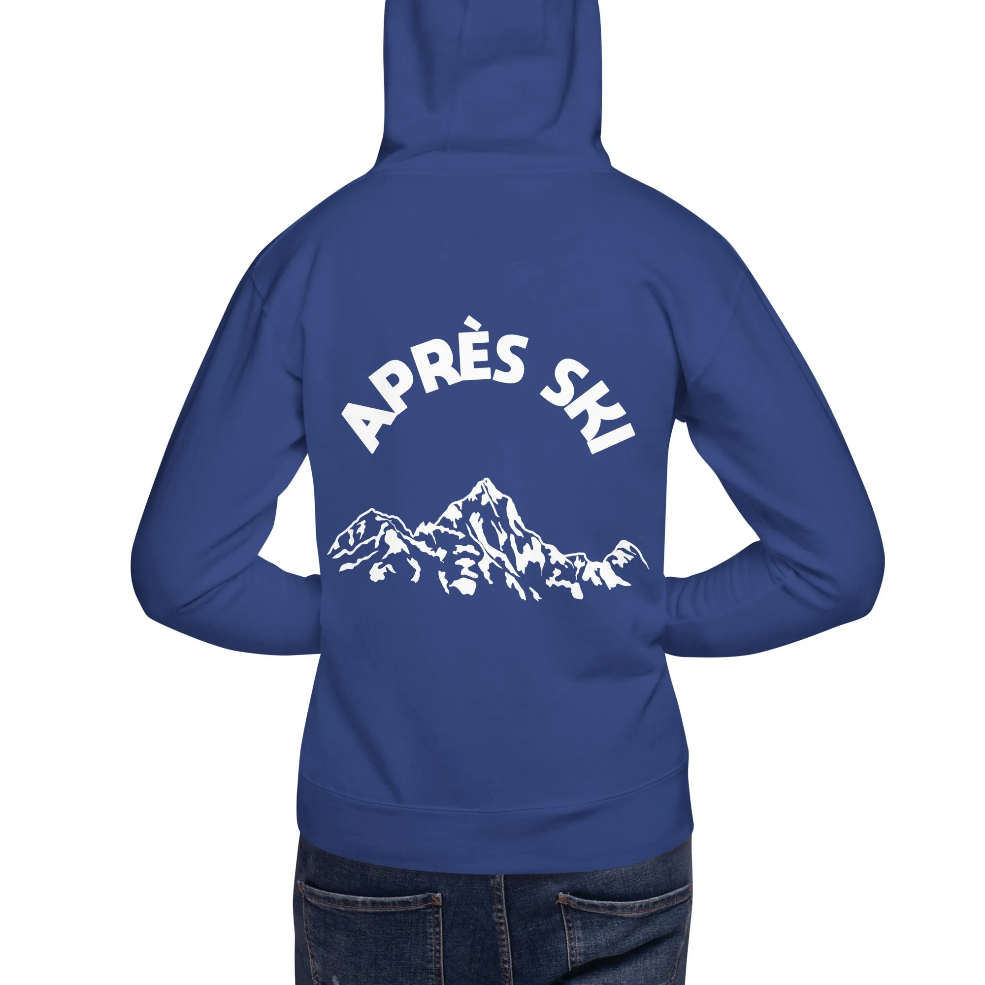 Apres Ski Hoodie Print on Back, Mountain Vintage Skiing Pullover Men Women Aesthetic Graphic Hooded Sweatshirt Gift