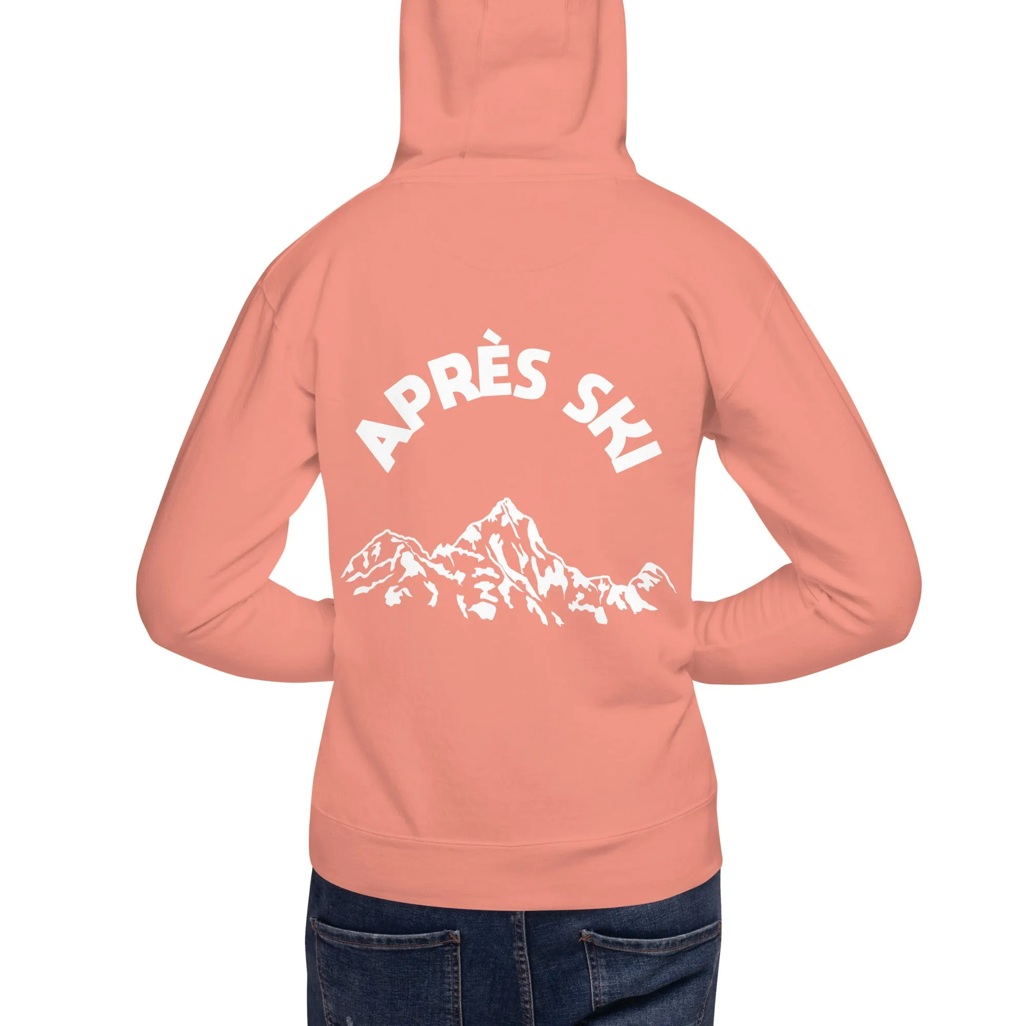 Apres Ski Hoodie Print on Back, Mountain Vintage Skiing Pullover Men Women Aesthetic Graphic Hooded Sweatshirt Gift