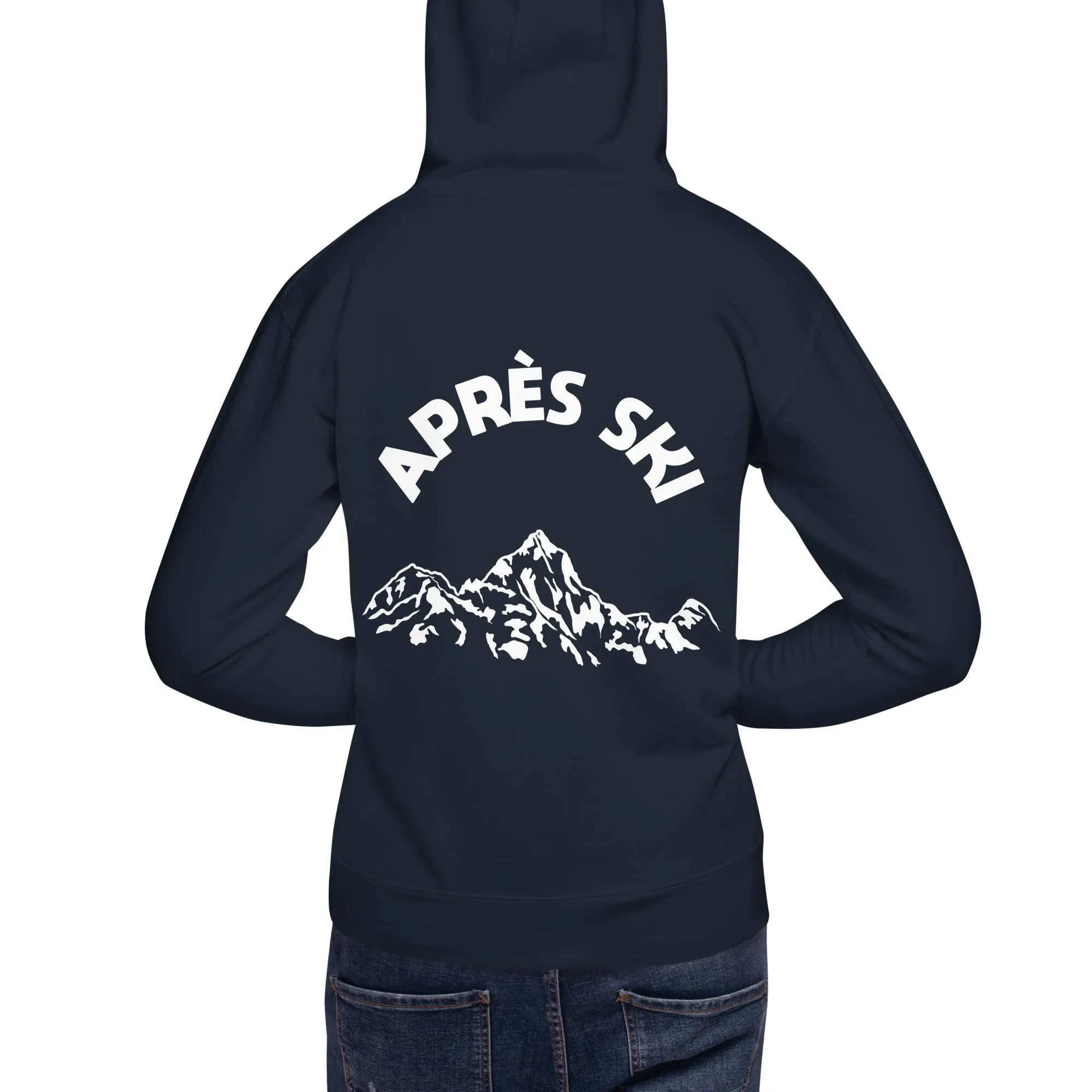 Apres Ski Hoodie Print on Back, Mountain Vintage Skiing Pullover Men Women Aesthetic Graphic Hooded Sweatshirt Gift