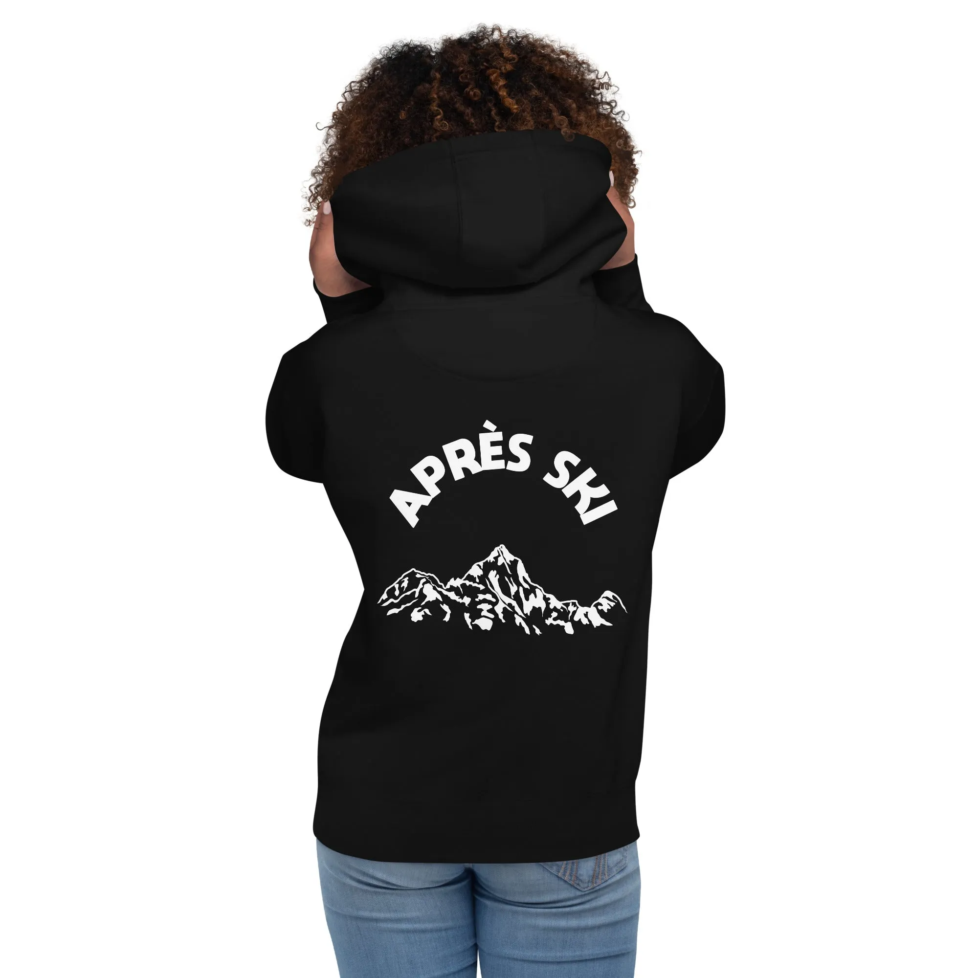 Apres Ski Hoodie Print on Back, Mountain Vintage Skiing Pullover Men Women Aesthetic Graphic Hooded Sweatshirt Gift