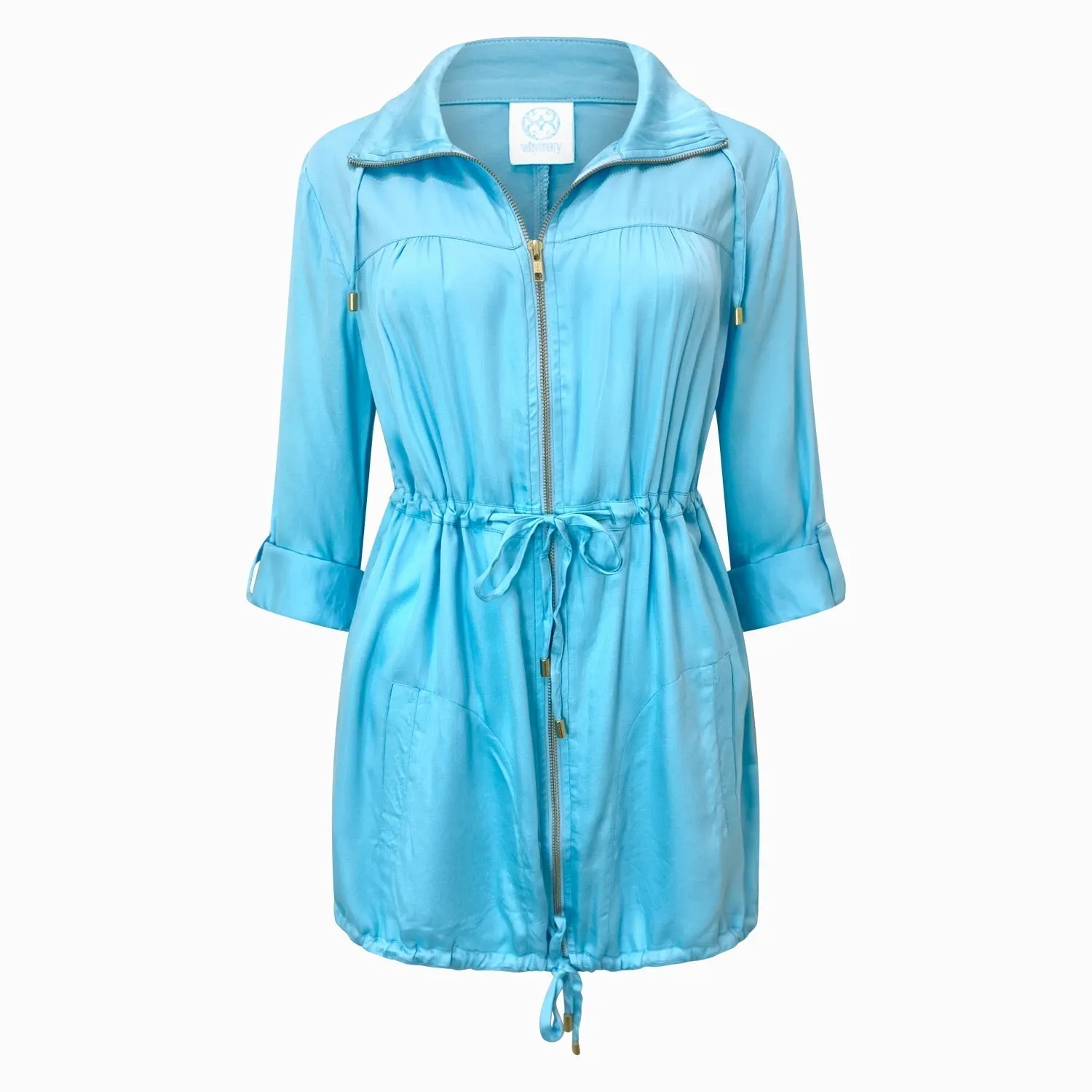 Aqua Blue Lightweight Parker Jacket - Keeping It Kool