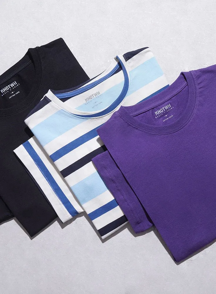 Baby Blue Striped Round T-shirt