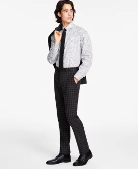 Bar Iii Men's Skinny Fit Check Suit Dress Pants Brown Check 30 x 30