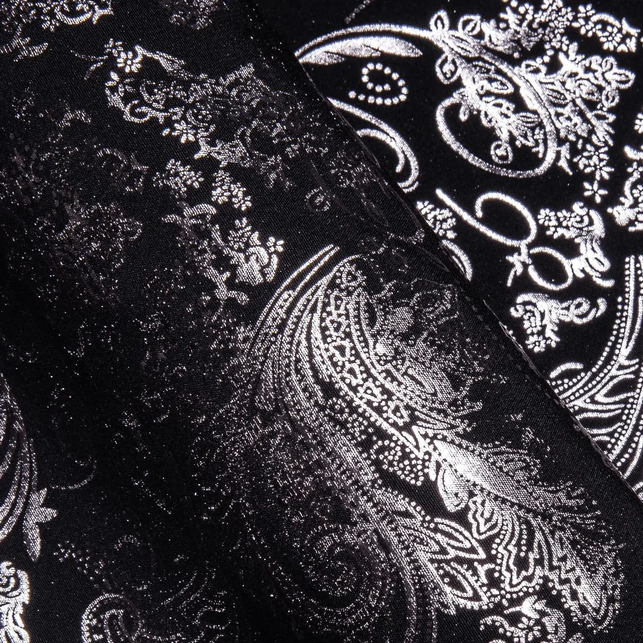 Barry Wang Black Shirt Silver Pattern Men's Novelty Button Down Shirt