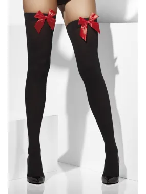 Black Opaque Hold Ups w/Red Bow