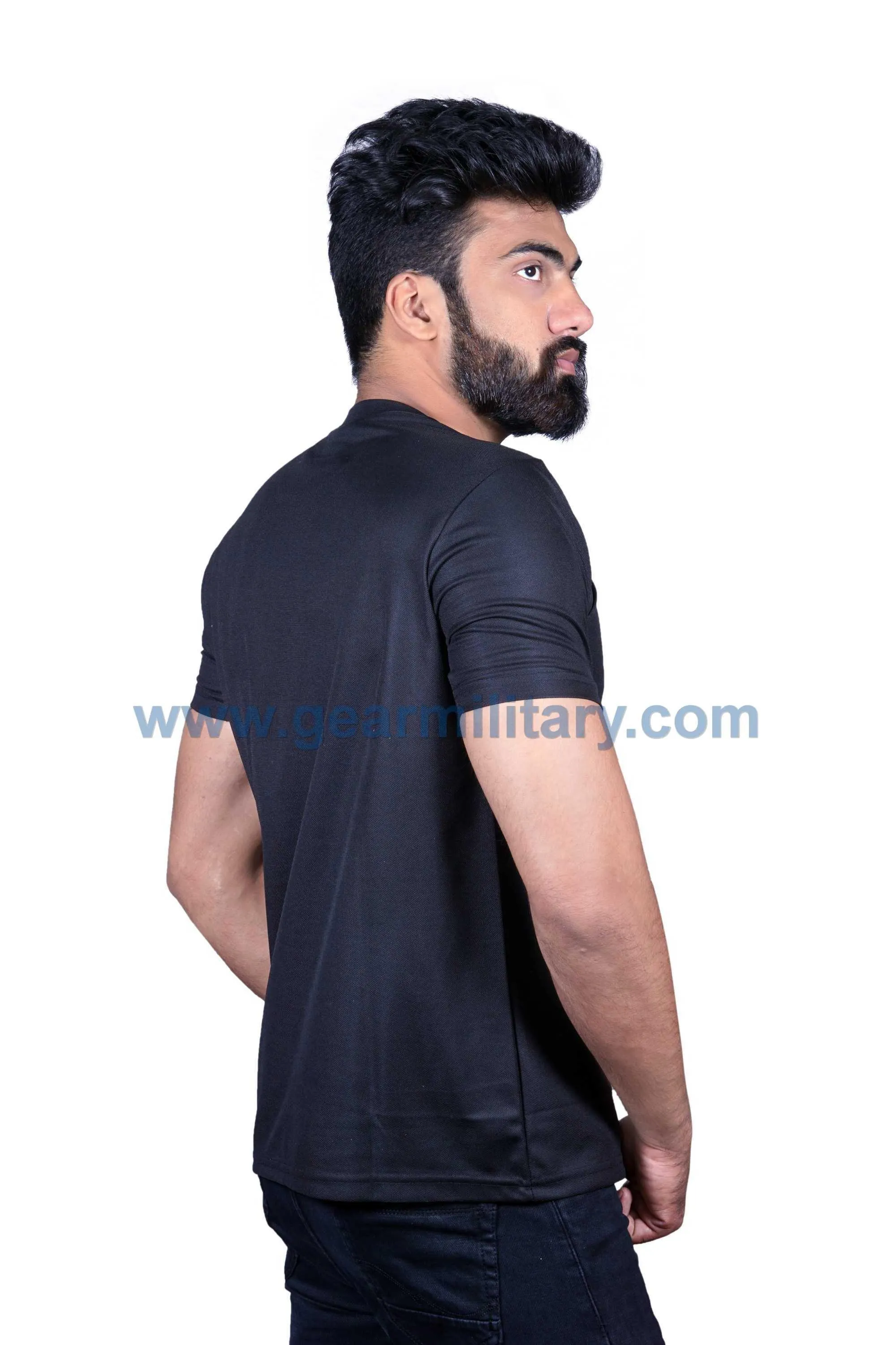 Black Plain Round Neck T Shirt