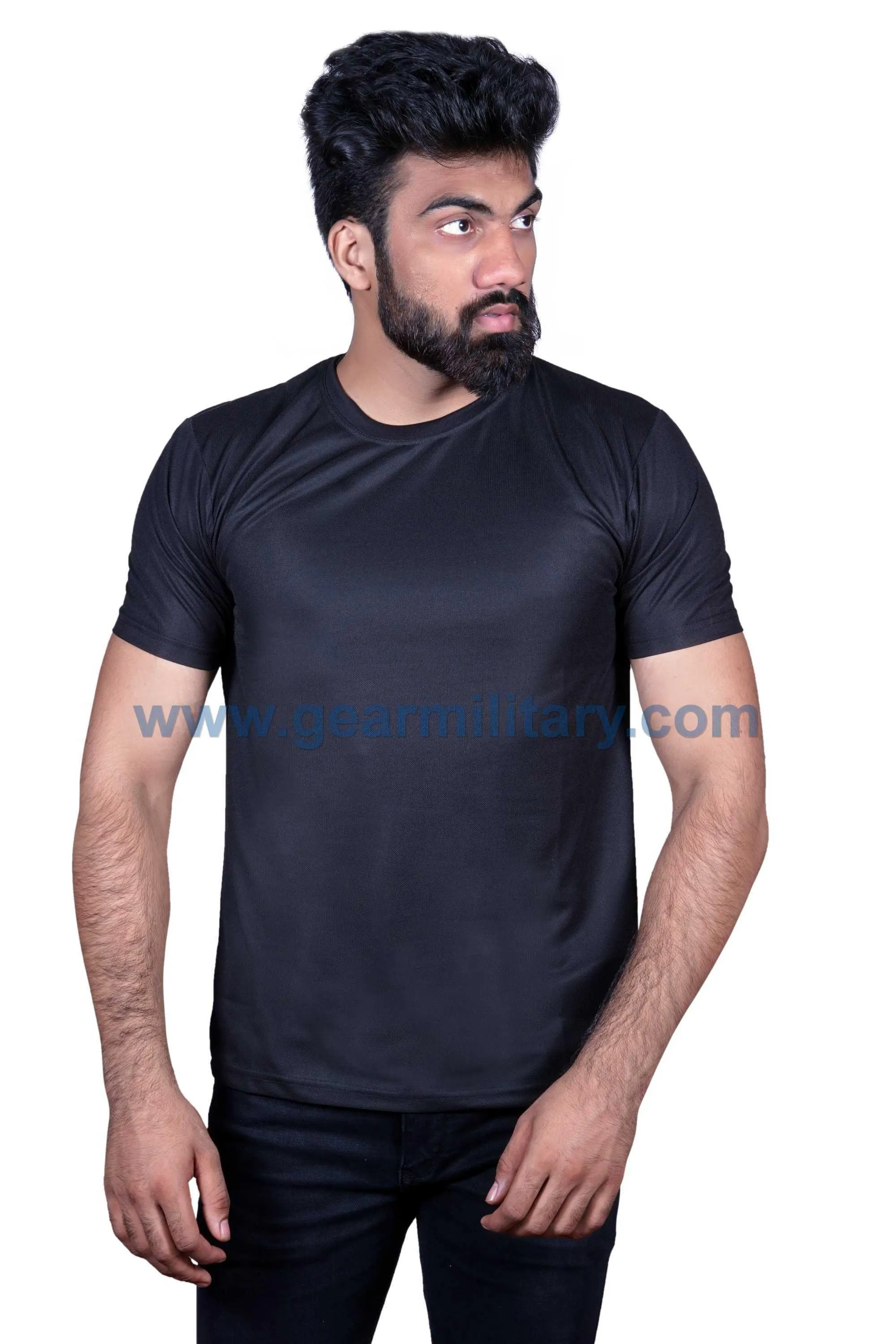 Black Plain Round Neck T Shirt