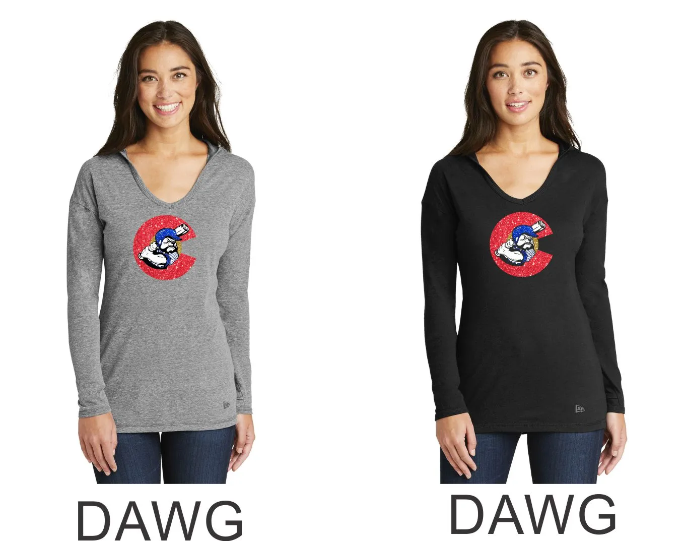 Bulldawgs New Era Lightweight Ladies Hooded Pullover- 4 designs- Matte or Glitter