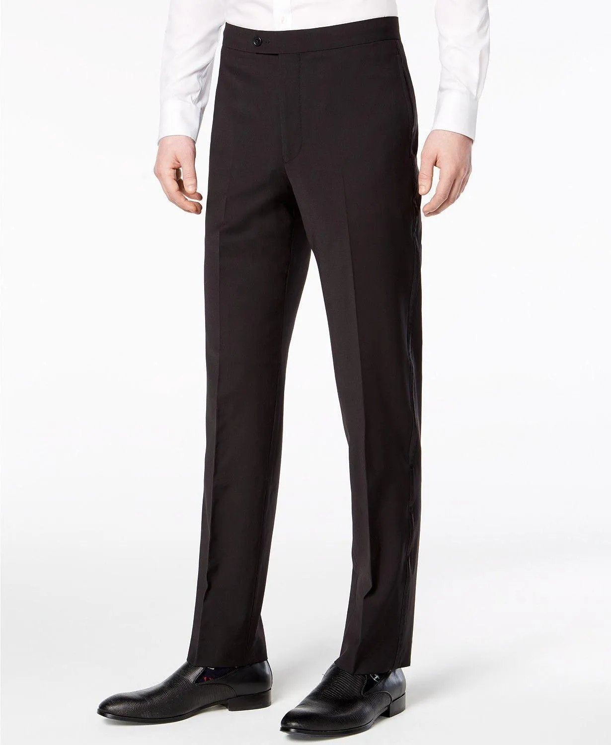 Calvin Klein Mens Slim fit Dress Pants 33 / 30 Black Solid Stretch