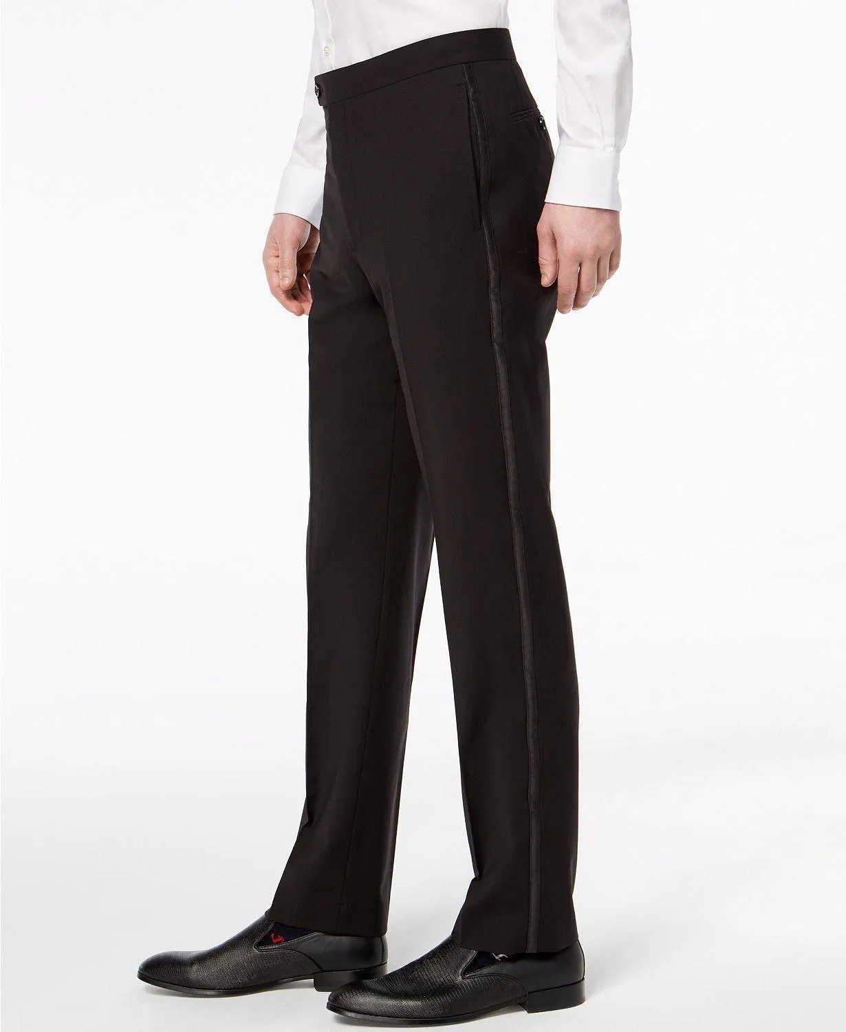 Calvin Klein Mens Slim fit Dress Pants 33 / 30 Black Solid Stretch