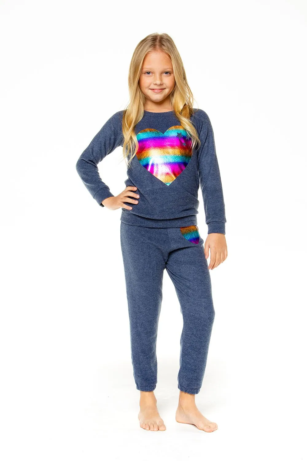 Chaser Starry Heart Love Knit Raglan Pullover