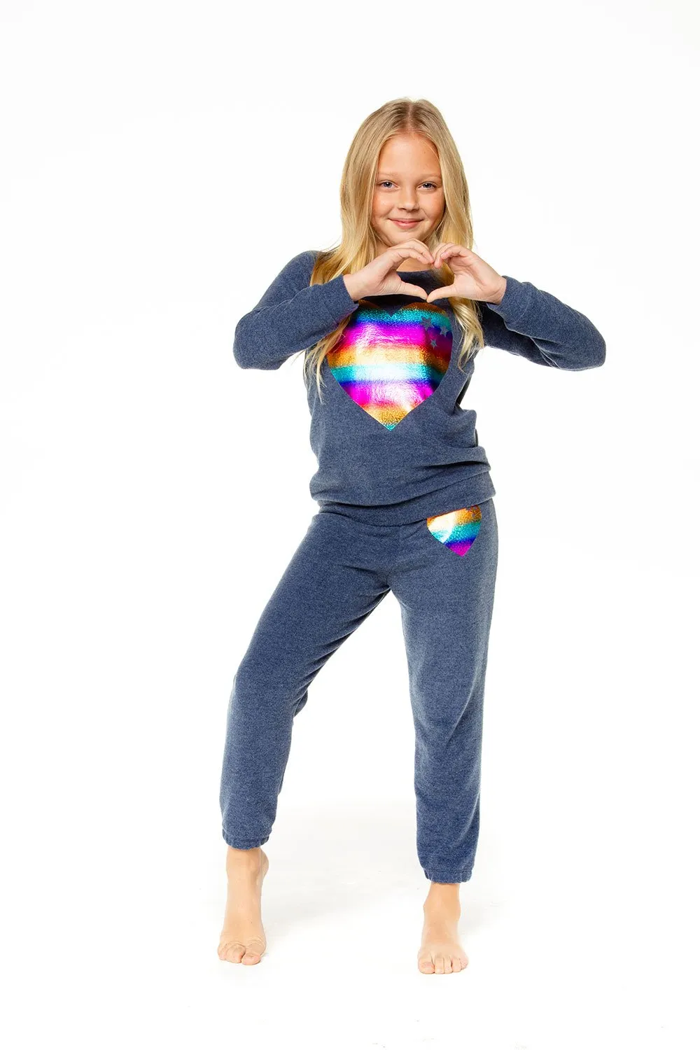 Chaser Starry Heart Love Knit Raglan Pullover