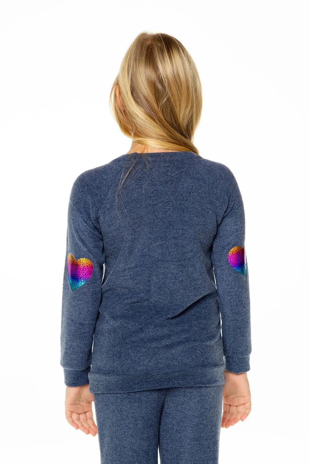 Chaser Starry Heart Love Knit Raglan Pullover