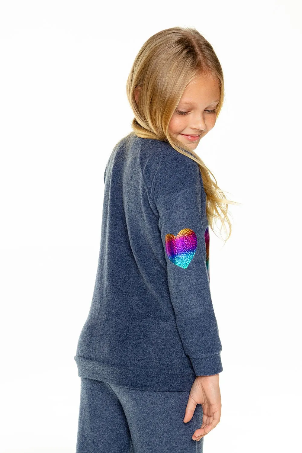Chaser Starry Heart Love Knit Raglan Pullover