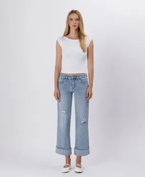 CUFFED ANKLE WIDE JEAN