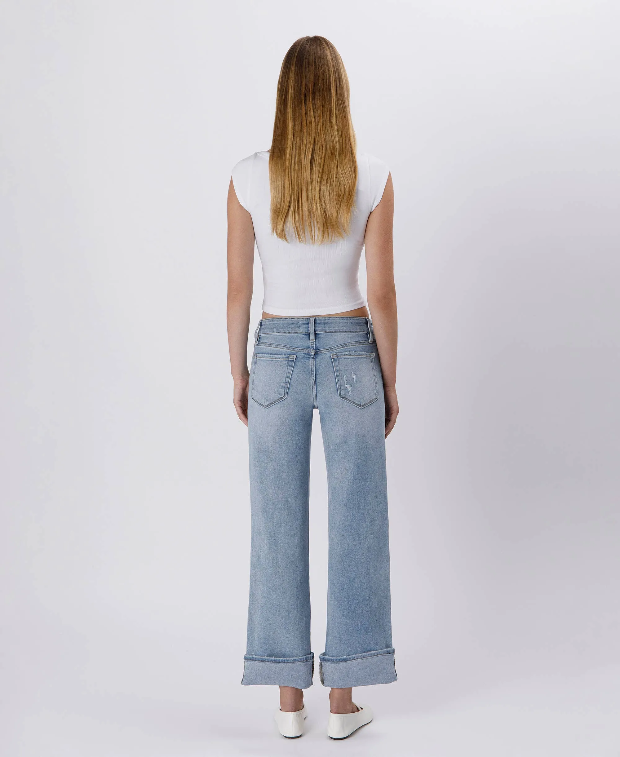 CUFFED ANKLE WIDE JEAN