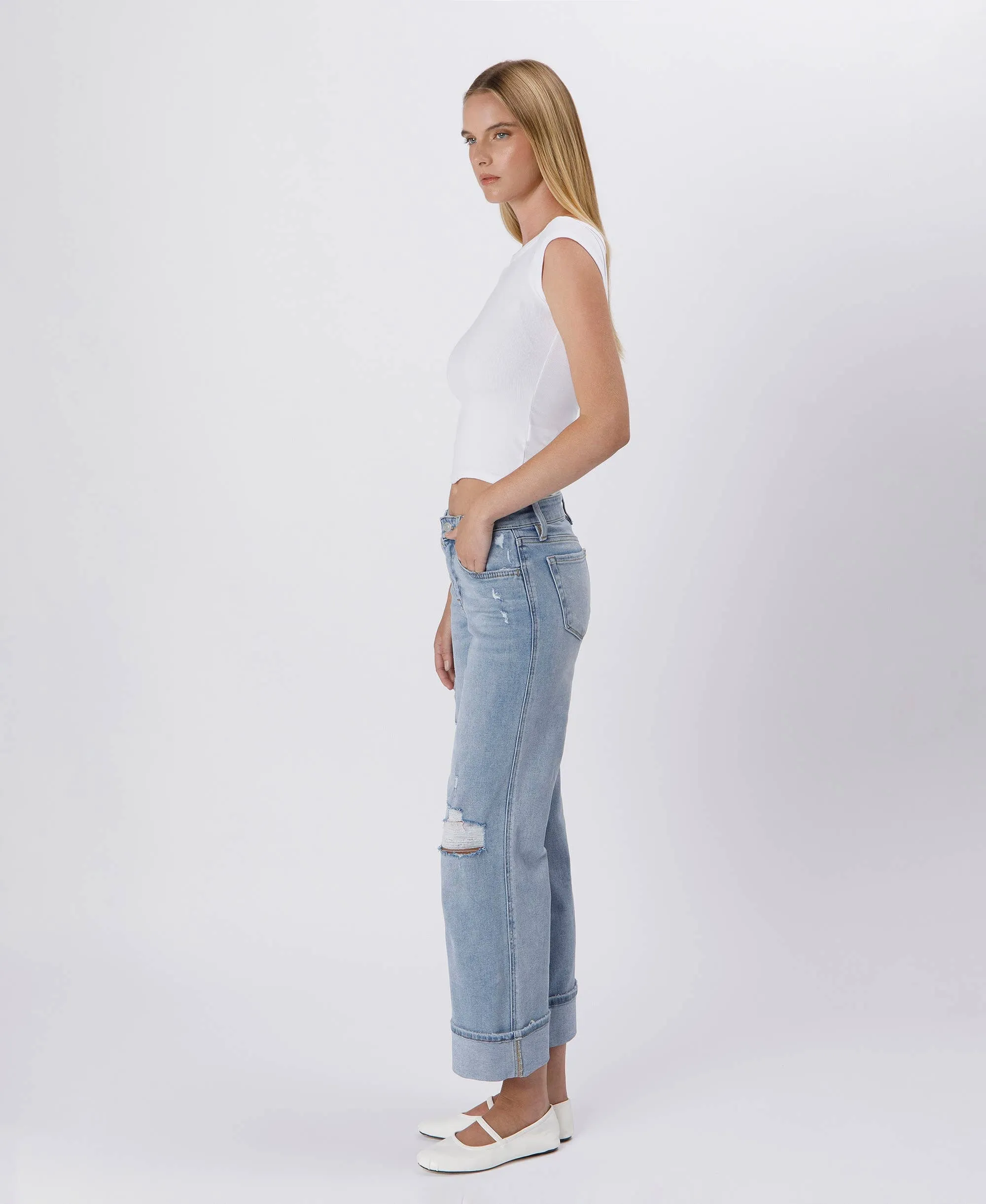 CUFFED ANKLE WIDE JEAN