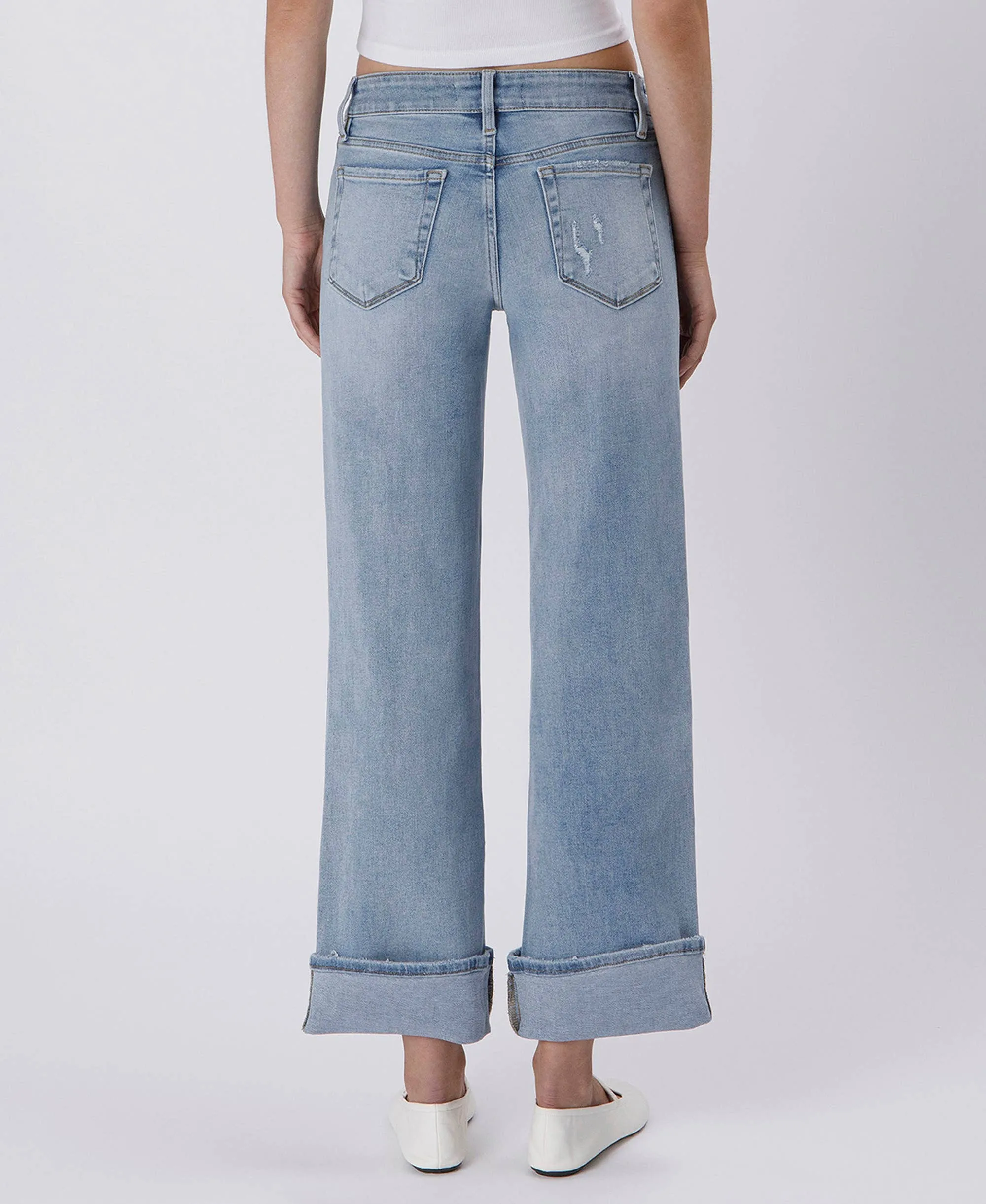 CUFFED ANKLE WIDE JEAN