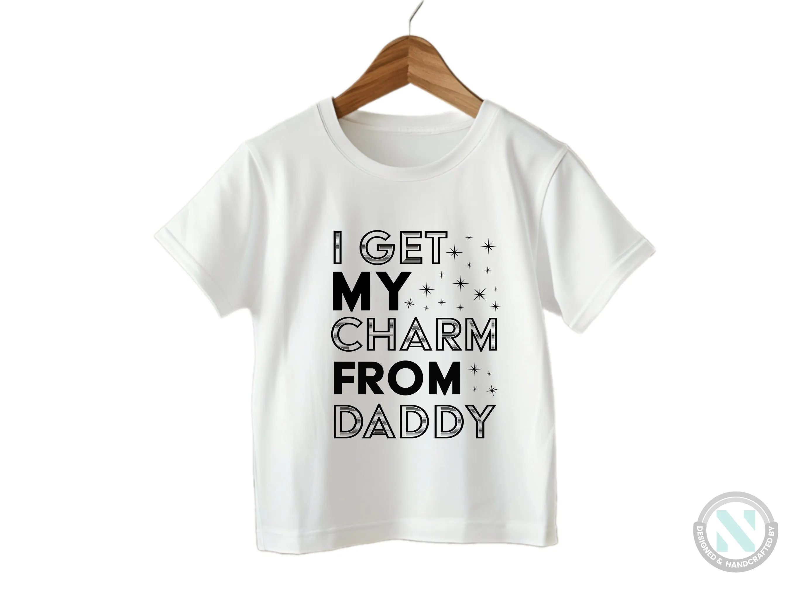Custom Baby Boys Bodysuit with I Get Charm From Daddy Text