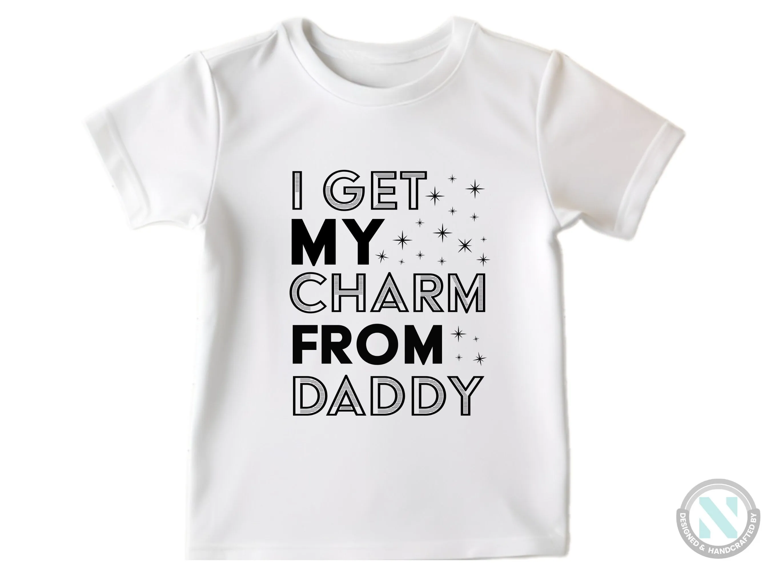 Custom Baby Boys Bodysuit with I Get Charm From Daddy Text