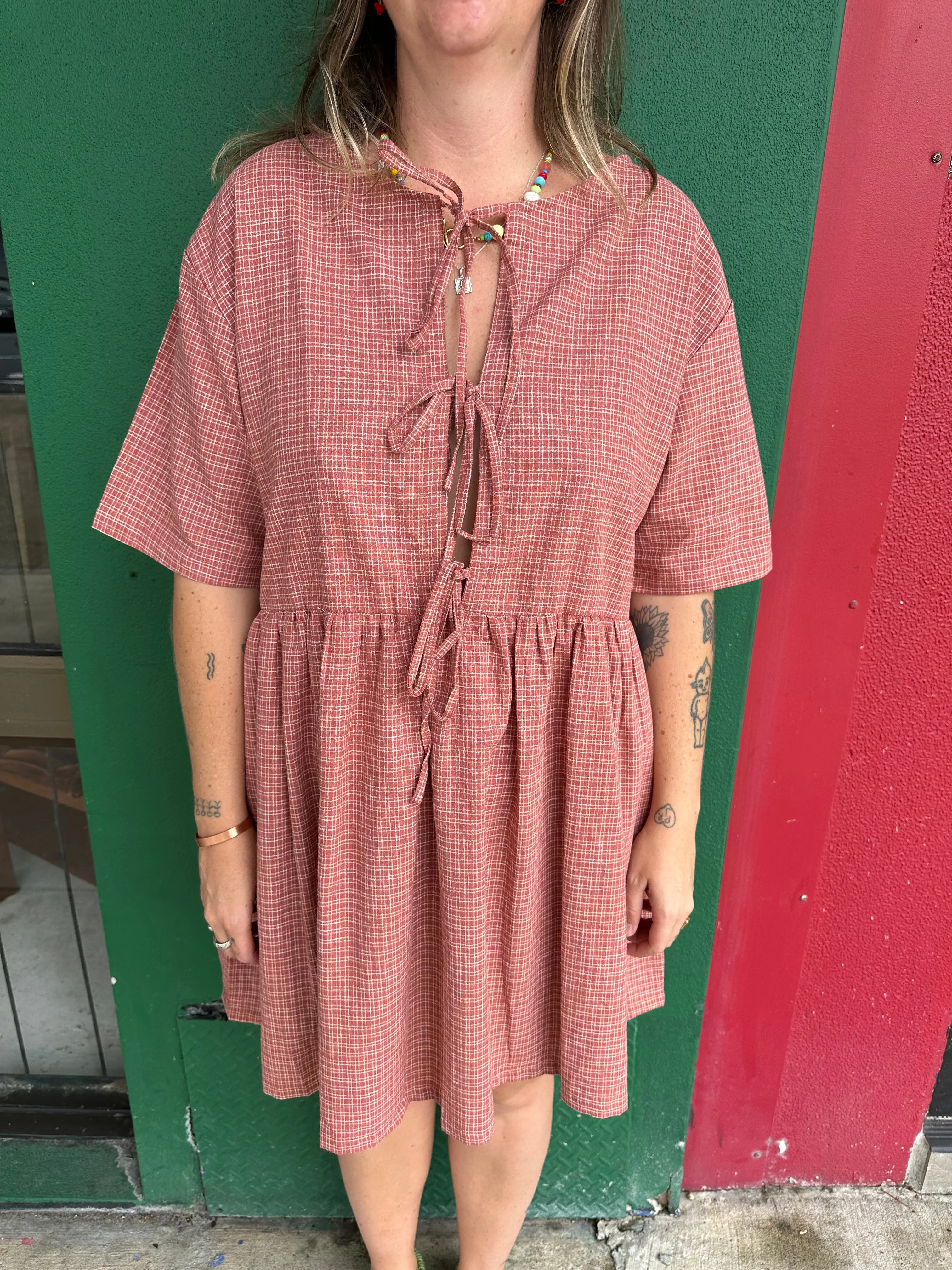 Darcey tie dress - Picnic hemp