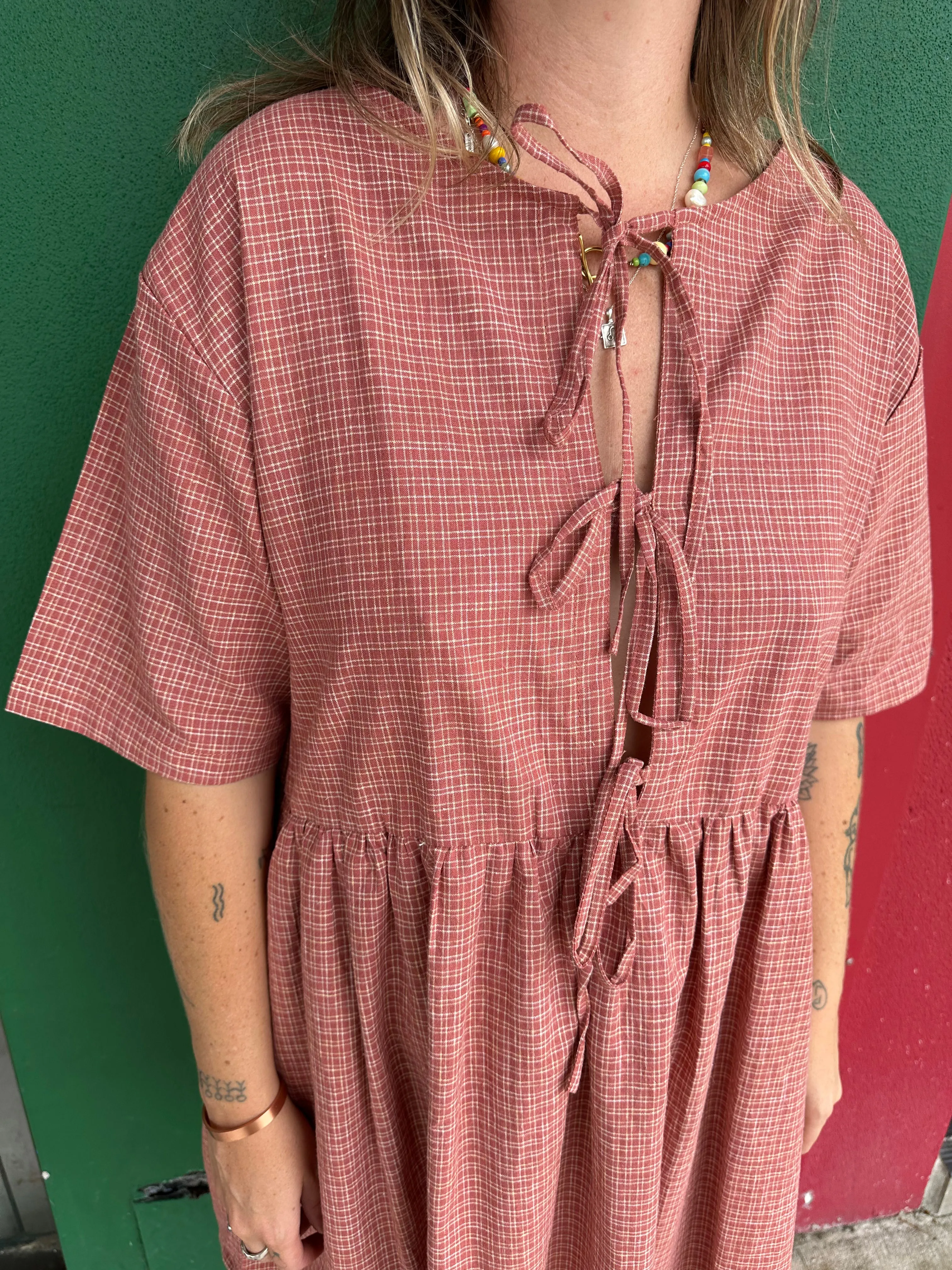 Darcey tie dress - Picnic hemp