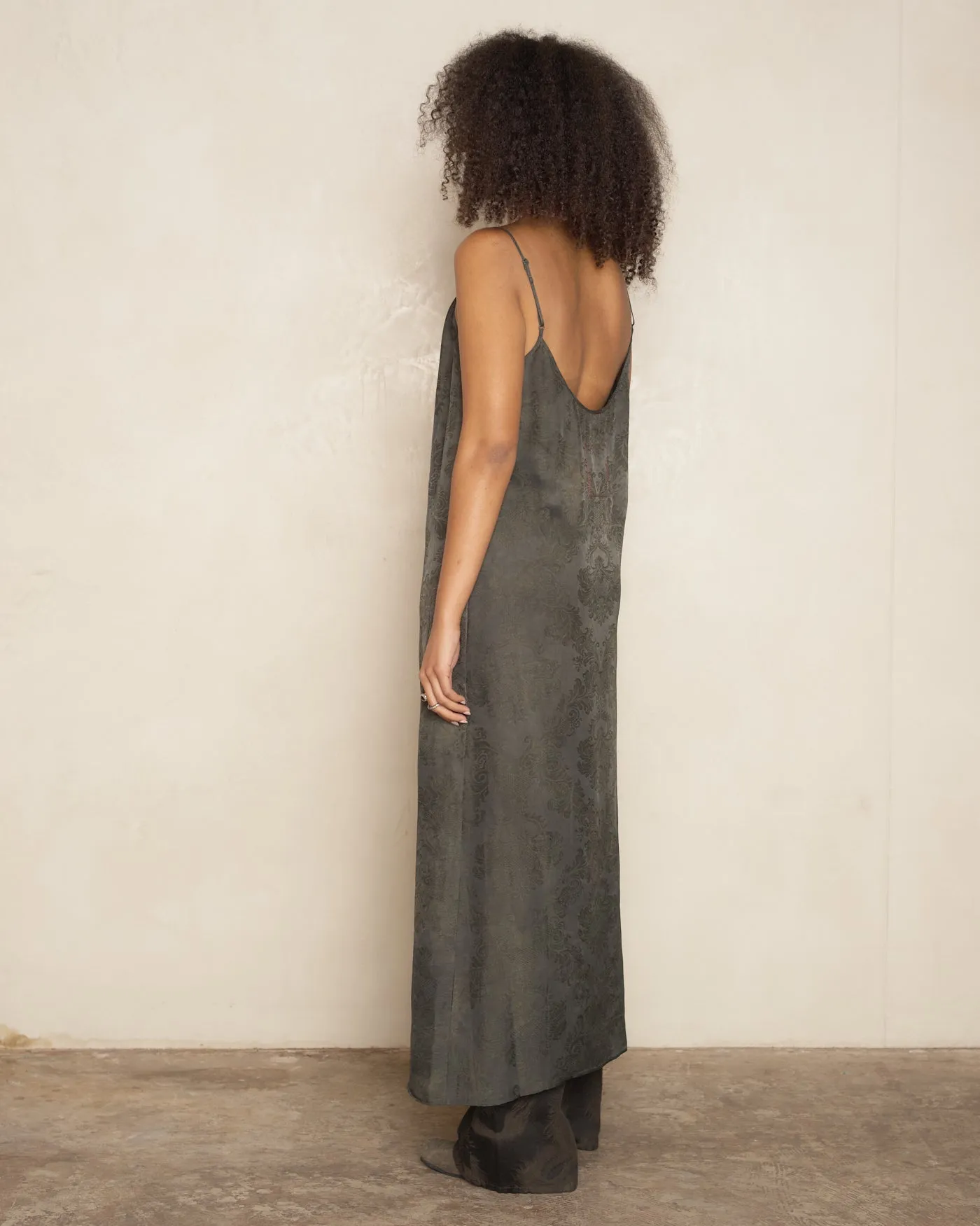 Dark Green Jacquard Anaya Dress