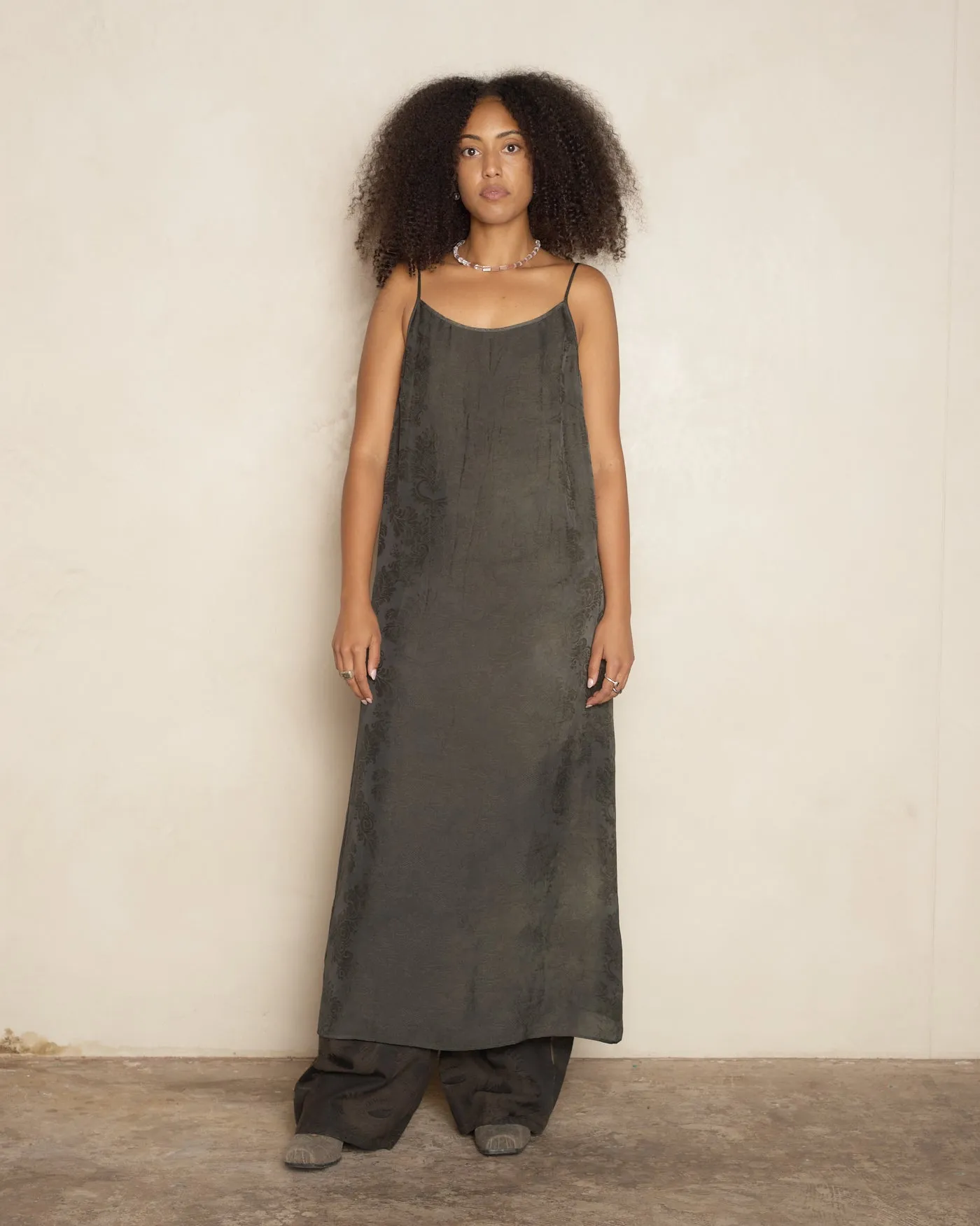 Dark Green Jacquard Anaya Dress
