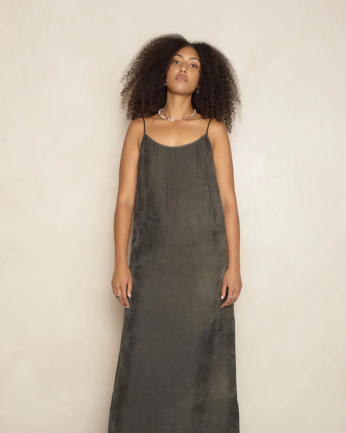 Dark Green Jacquard Anaya Dress
