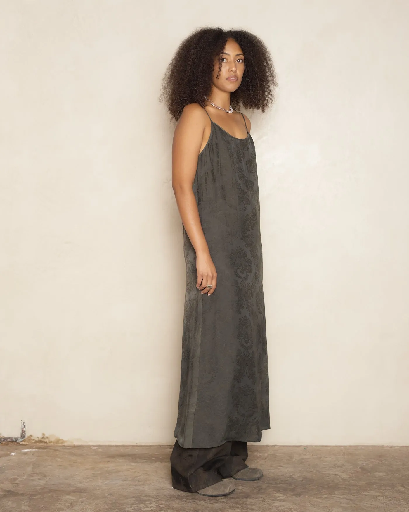 Dark Green Jacquard Anaya Dress