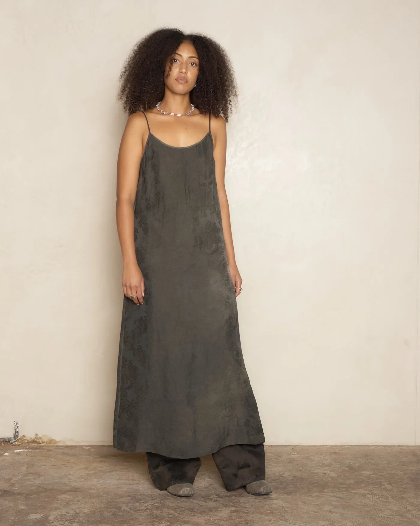 Dark Green Jacquard Anaya Dress