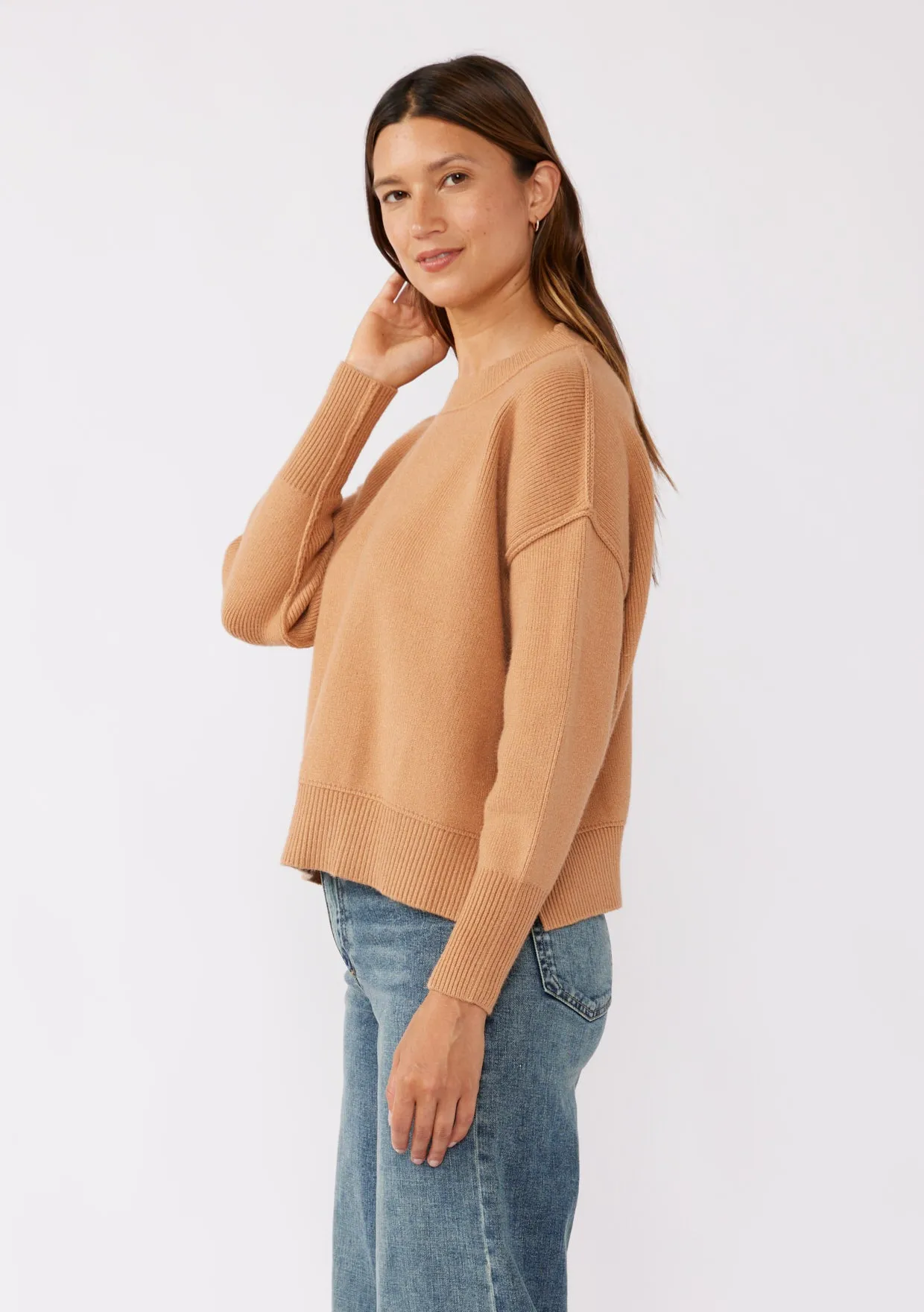 Dropped Shoulder Hi-Lo Rib Pullover