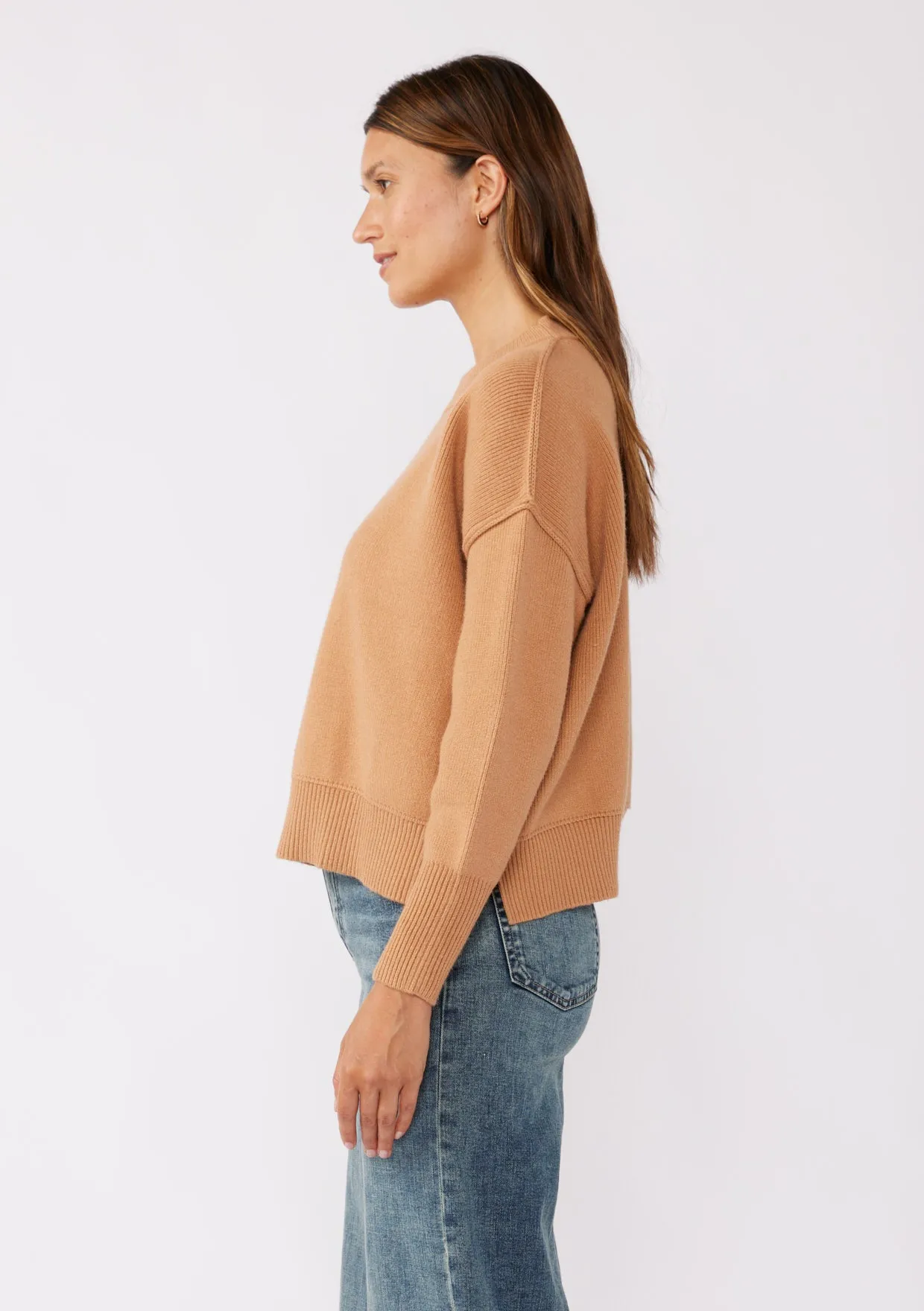 Dropped Shoulder Hi-Lo Rib Pullover