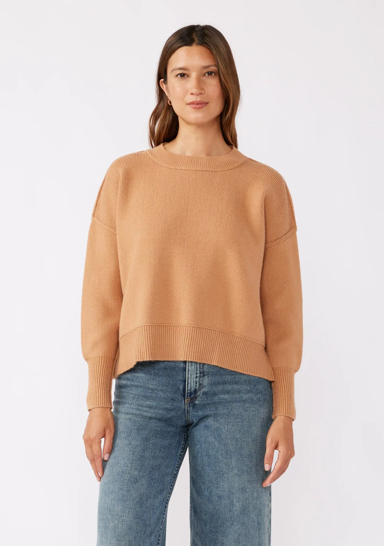 Dropped Shoulder Hi-Lo Rib Pullover