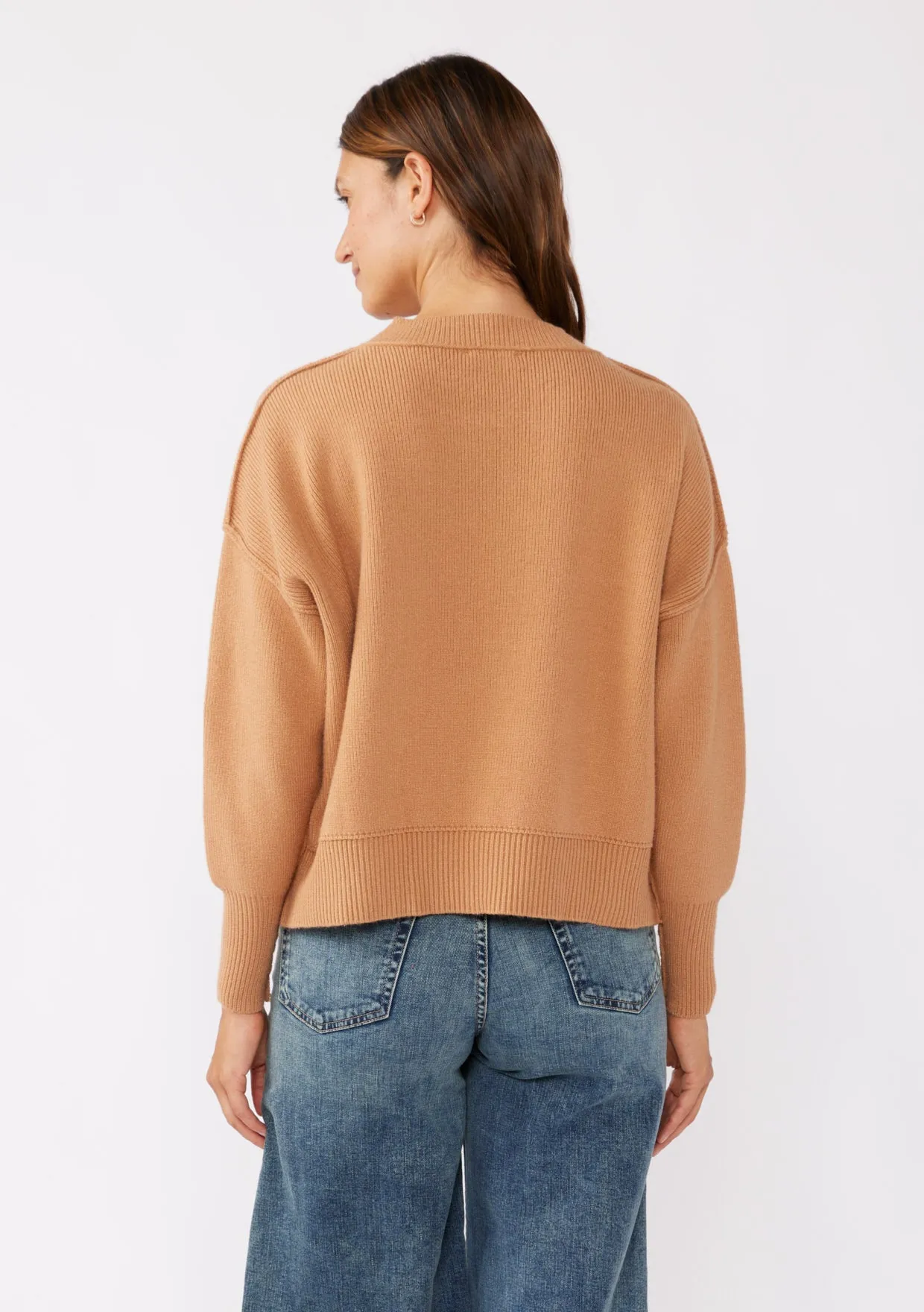Dropped Shoulder Hi-Lo Rib Pullover