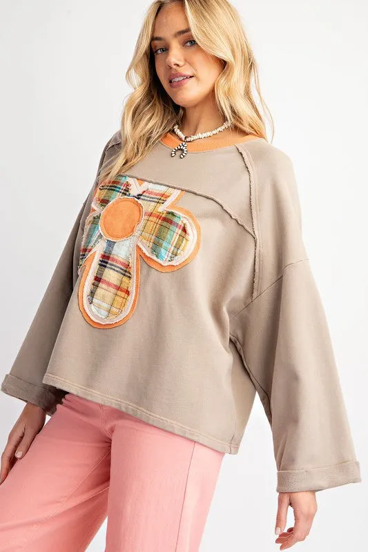 Flower Patch Terry Knit Pullover