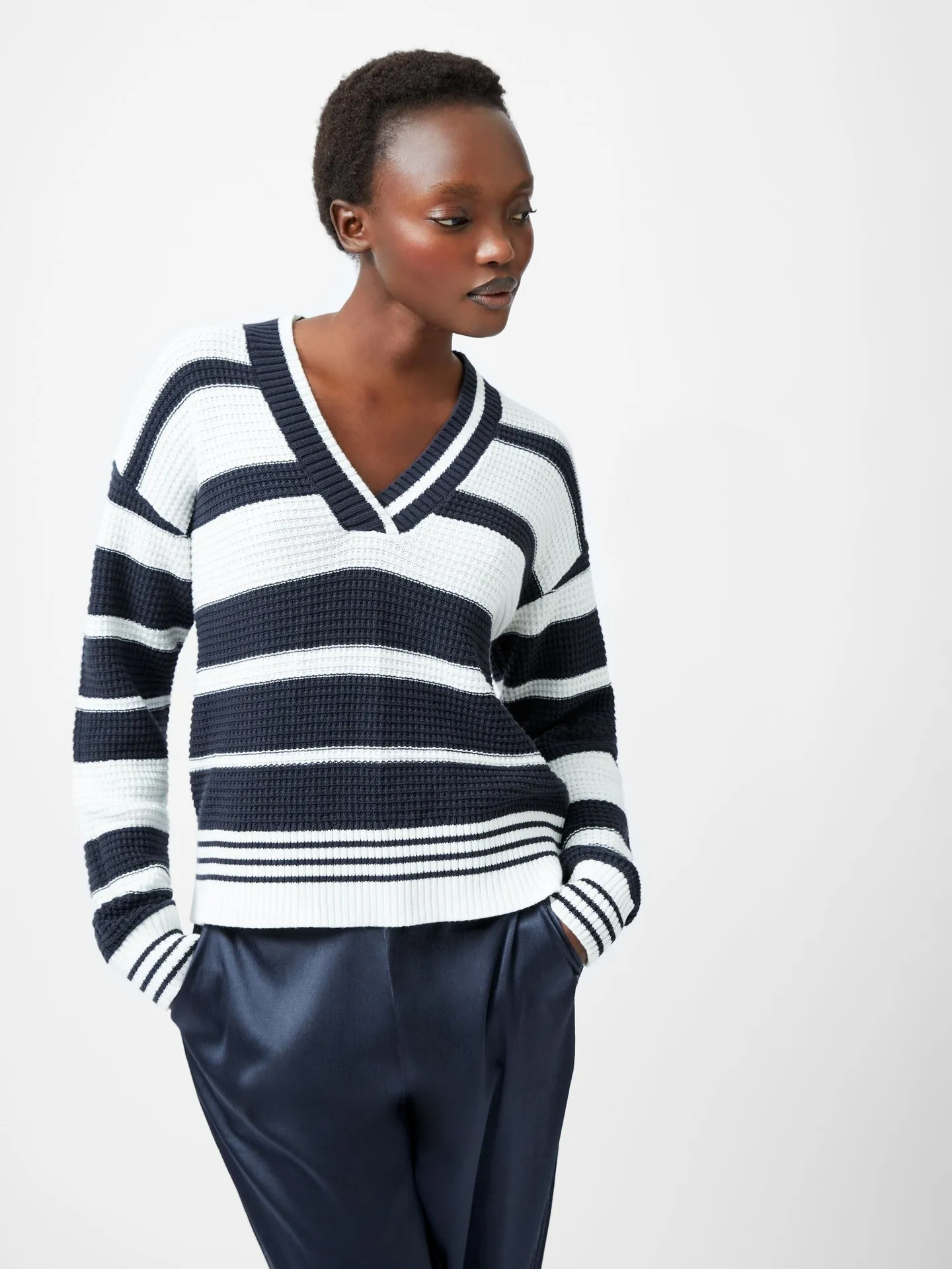 French Connection Lily Mozart Striped Varsity Jumper