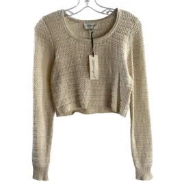 FRESHMAN 1996 Size SMALL Cream Long Sleeve Crop Cotton Blend NWT SWEATER