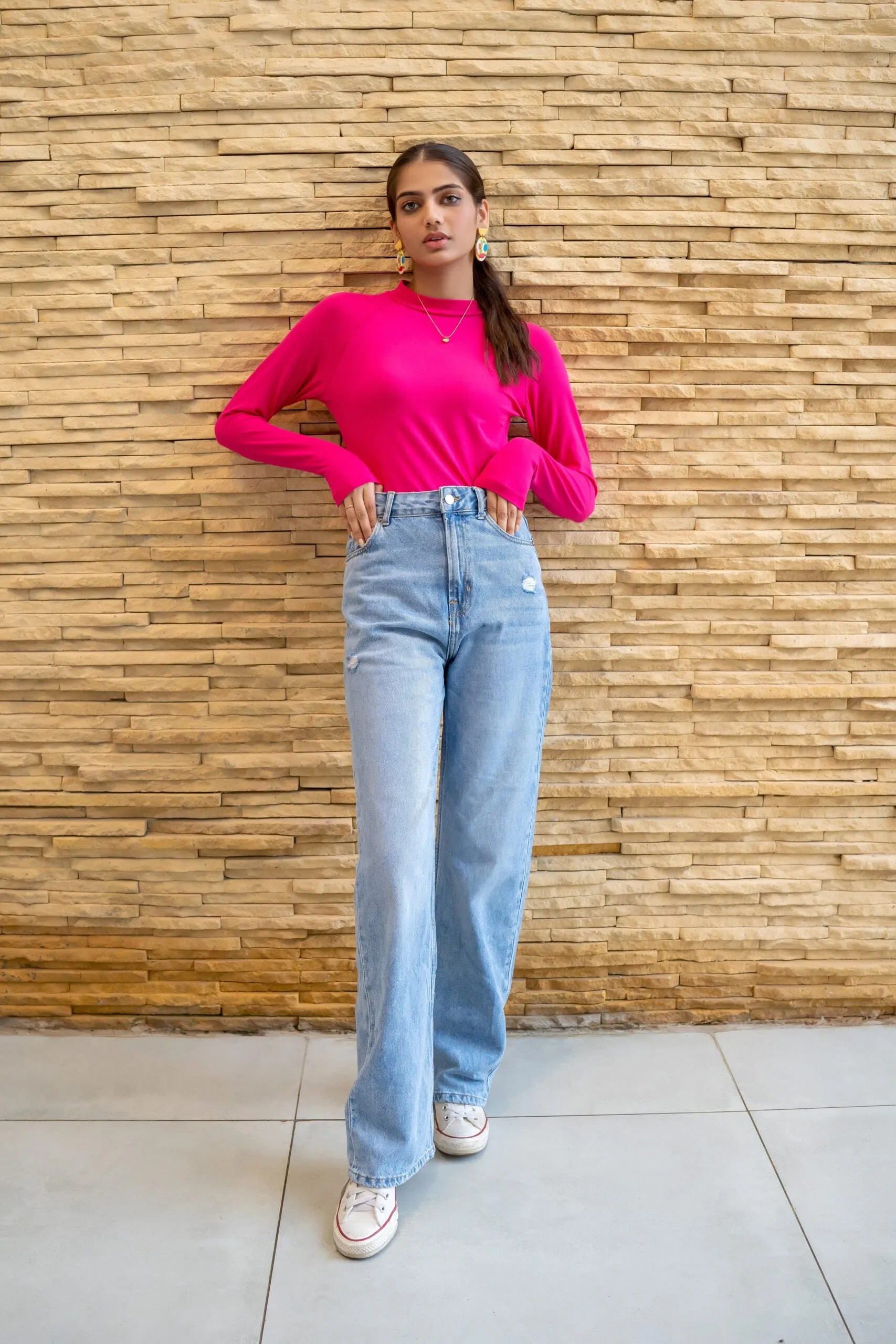 Fushia High Neck Bodysuit